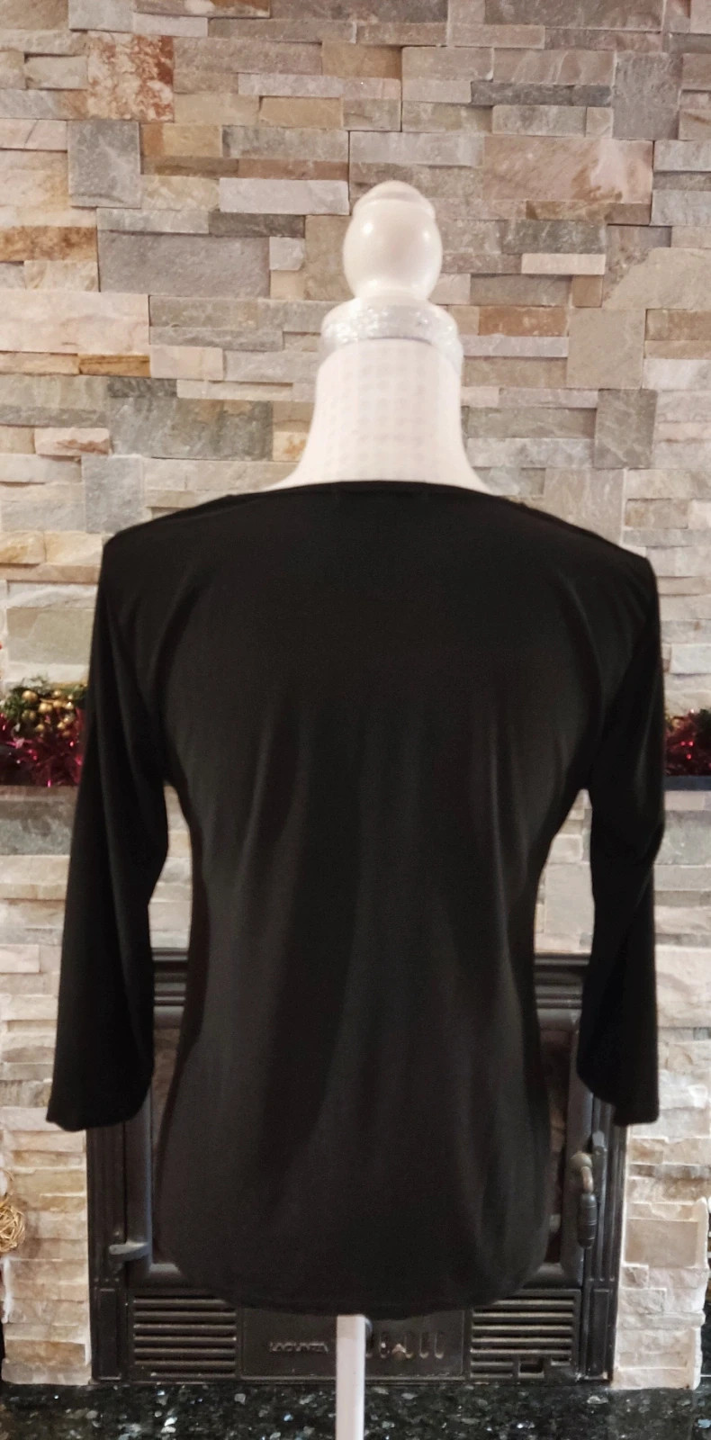 🎁 Camiseta negra con lentejuelas negras y rojas en la parte delantera – Festa – taille L / 40 / 12 3