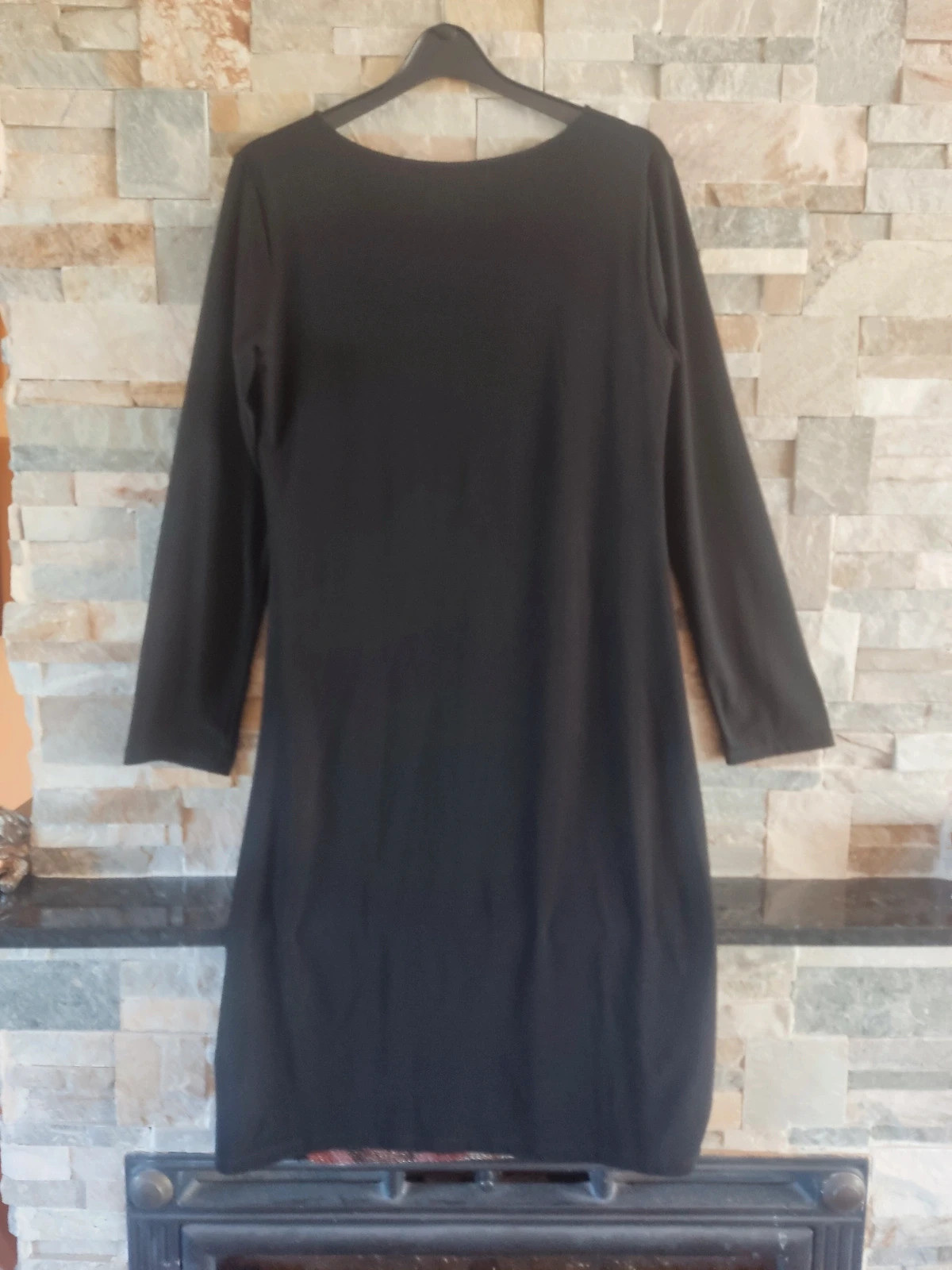 🎁 Vestido negro con la parte delantera en lurex tonos morados y dorados – Festa – taille M / 38 / 10 4