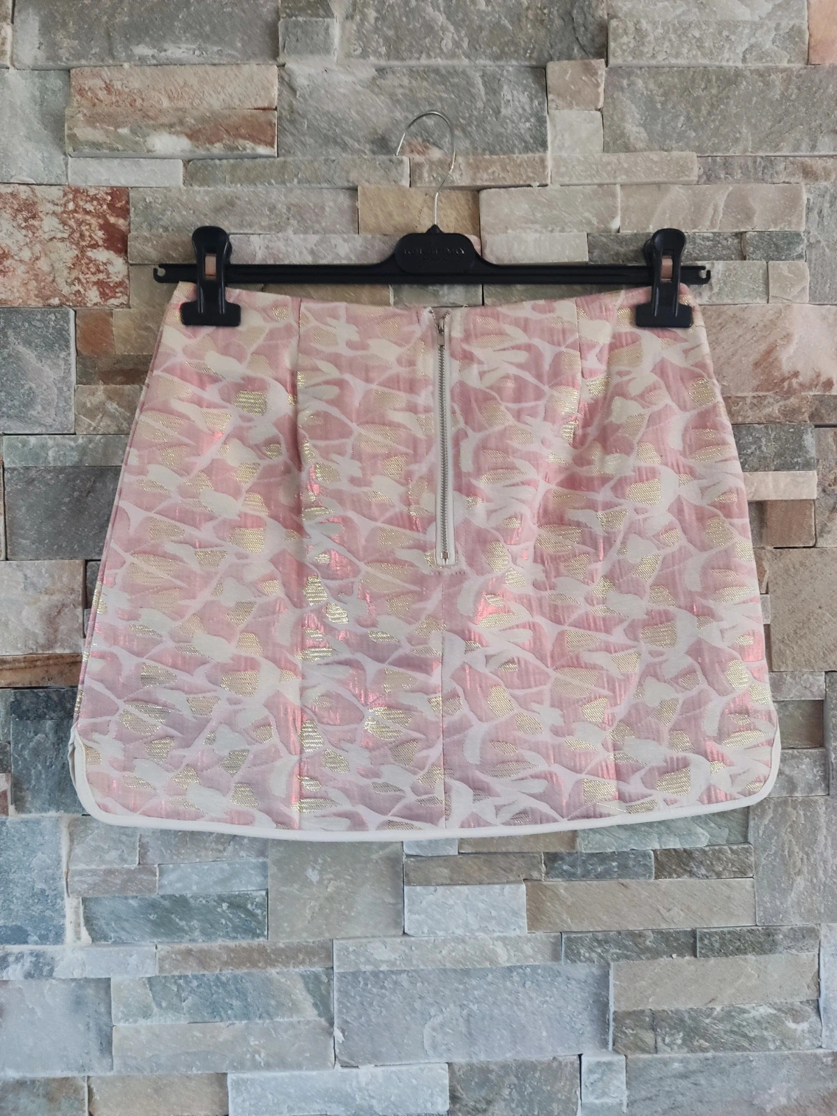 🎁 Preciosa minifalda tonos rosa, dorado y crema con brillos – kokol – taille S / 36 / 8 4