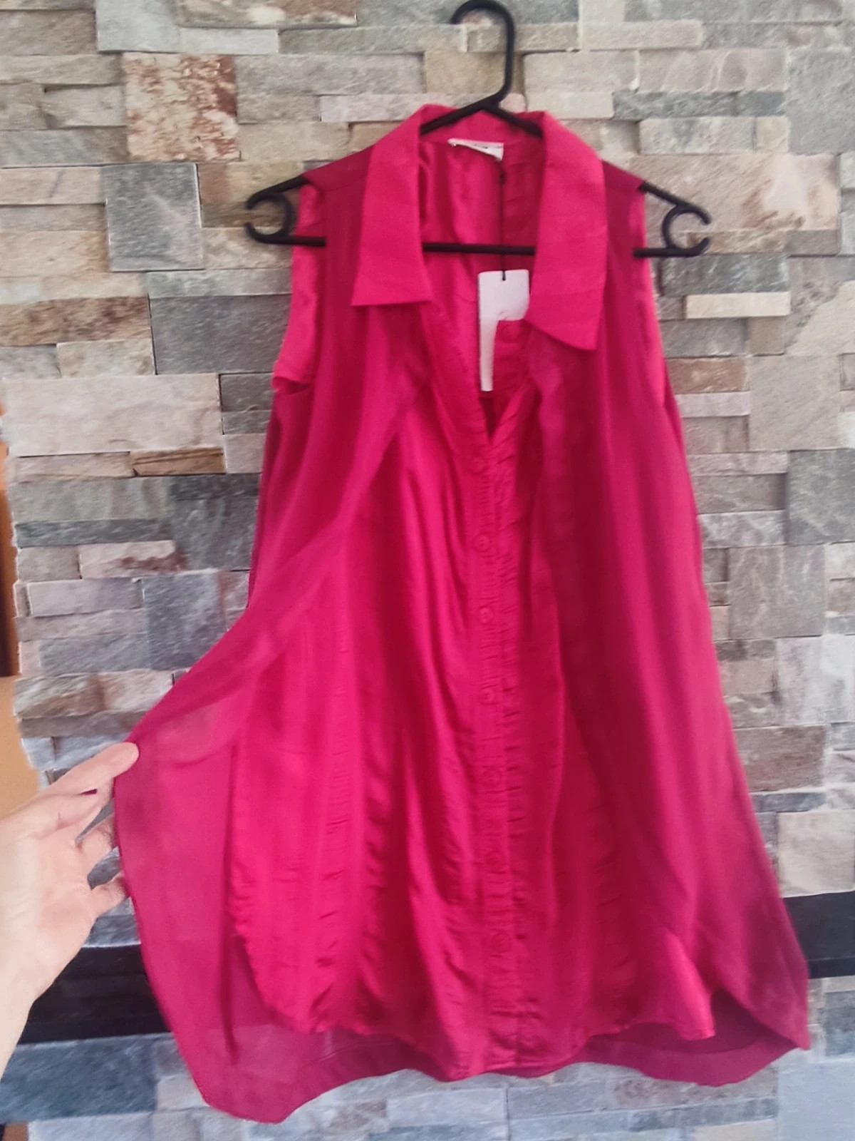 🎁Original camisa con cuello camisero efecto doble color fucsia, de Who – Who – taille L / 40 / 12 2
