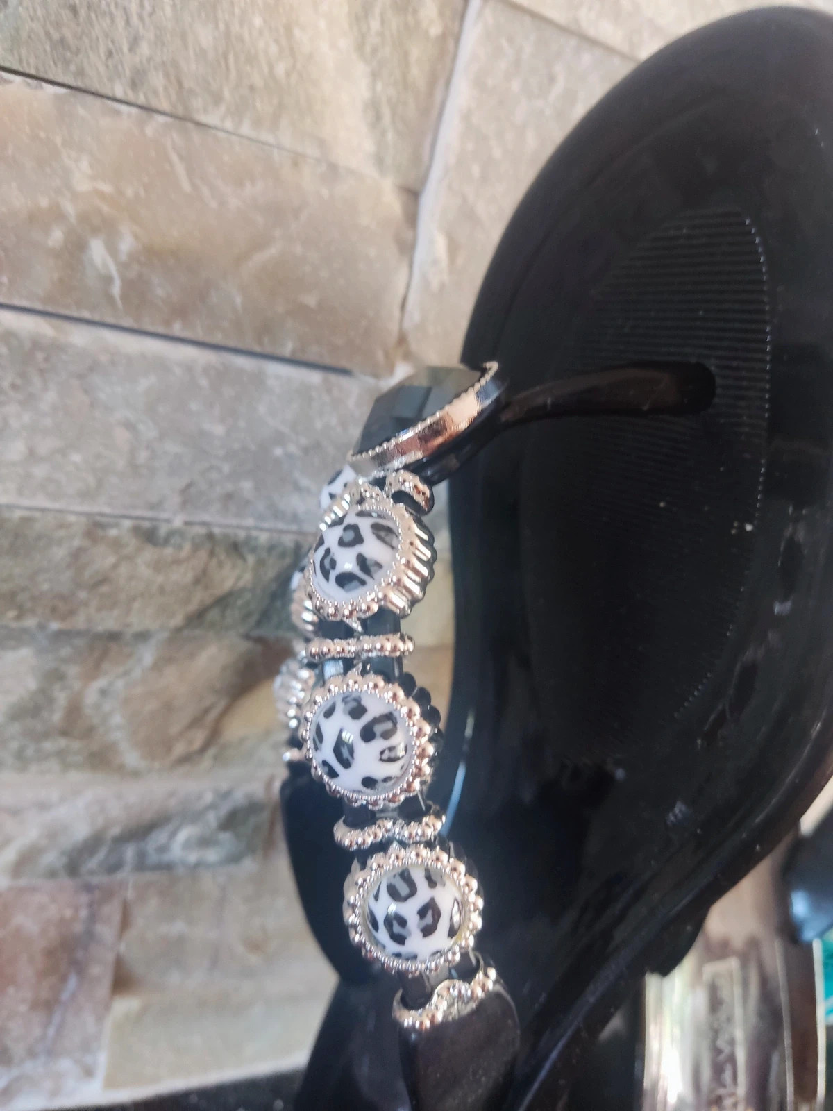 🎁Preciosas chanclas negras con abalorios plateados con blanco y negro – carla venize – taille 38 4