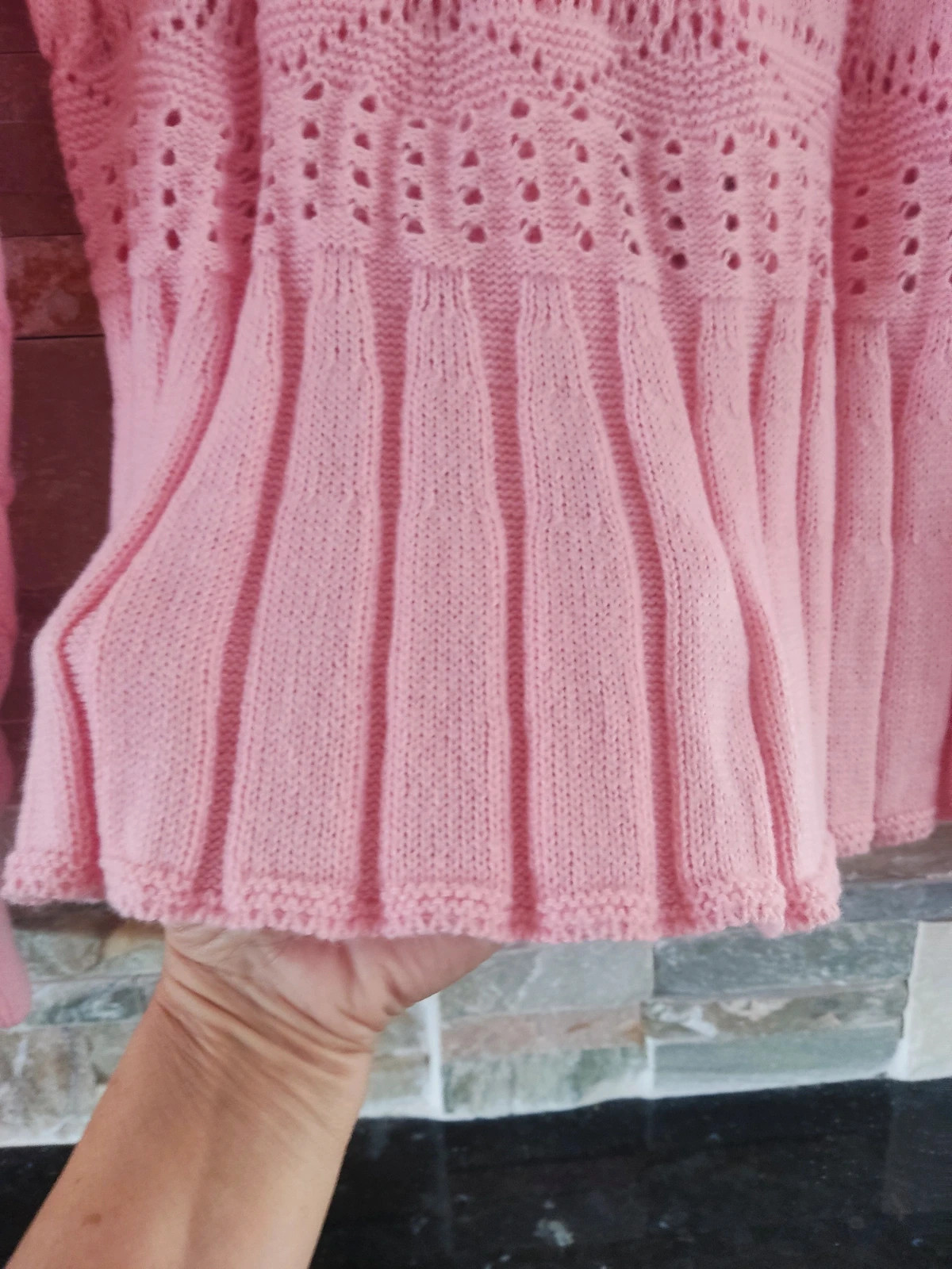 🎁Divino jersey de punto rosa con diferentes tipos de puntos – taille L / 40 / 12 5