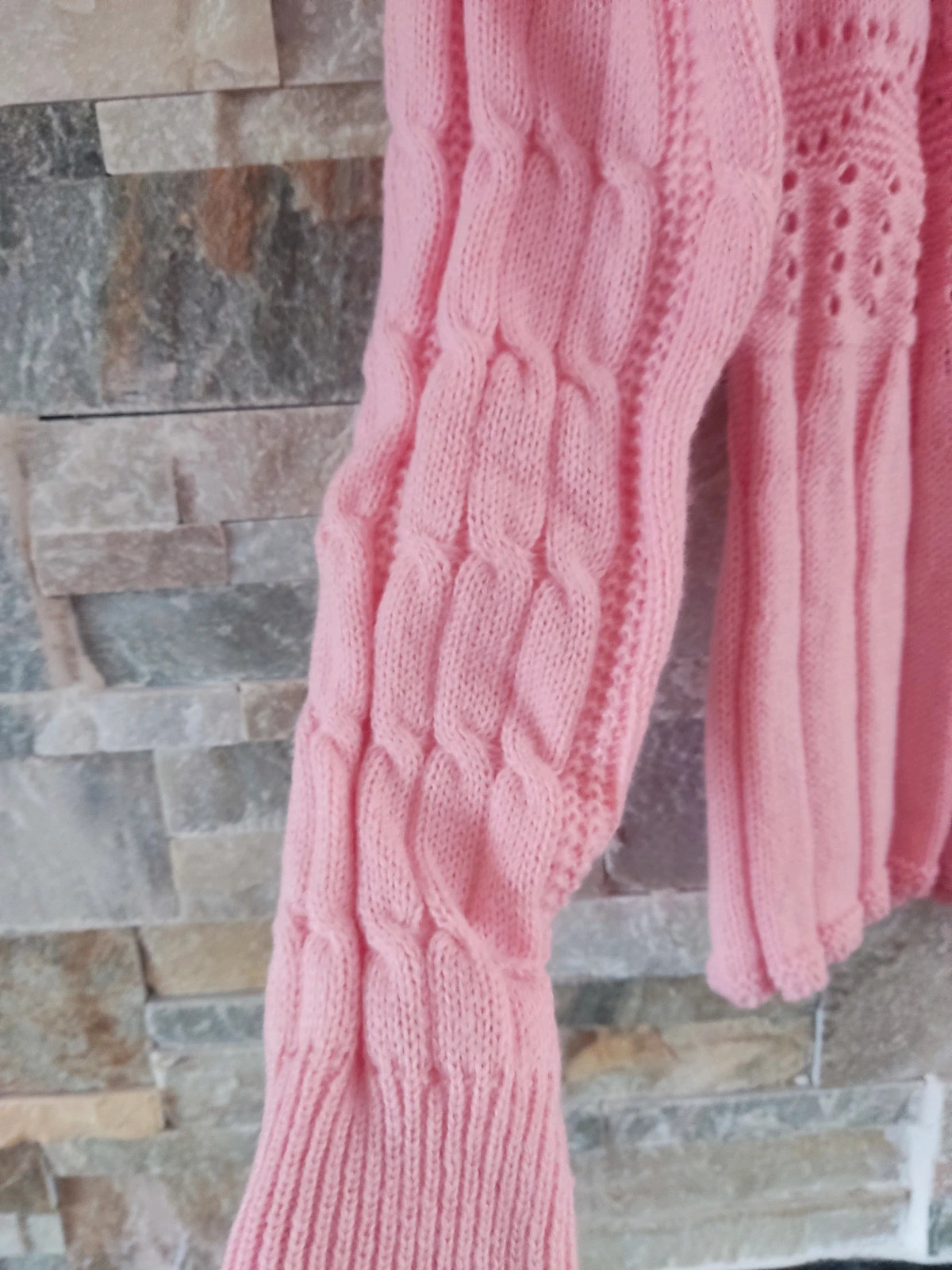 🎁Divino jersey de punto rosa con diferentes tipos de puntos – taille L / 40 / 12 3