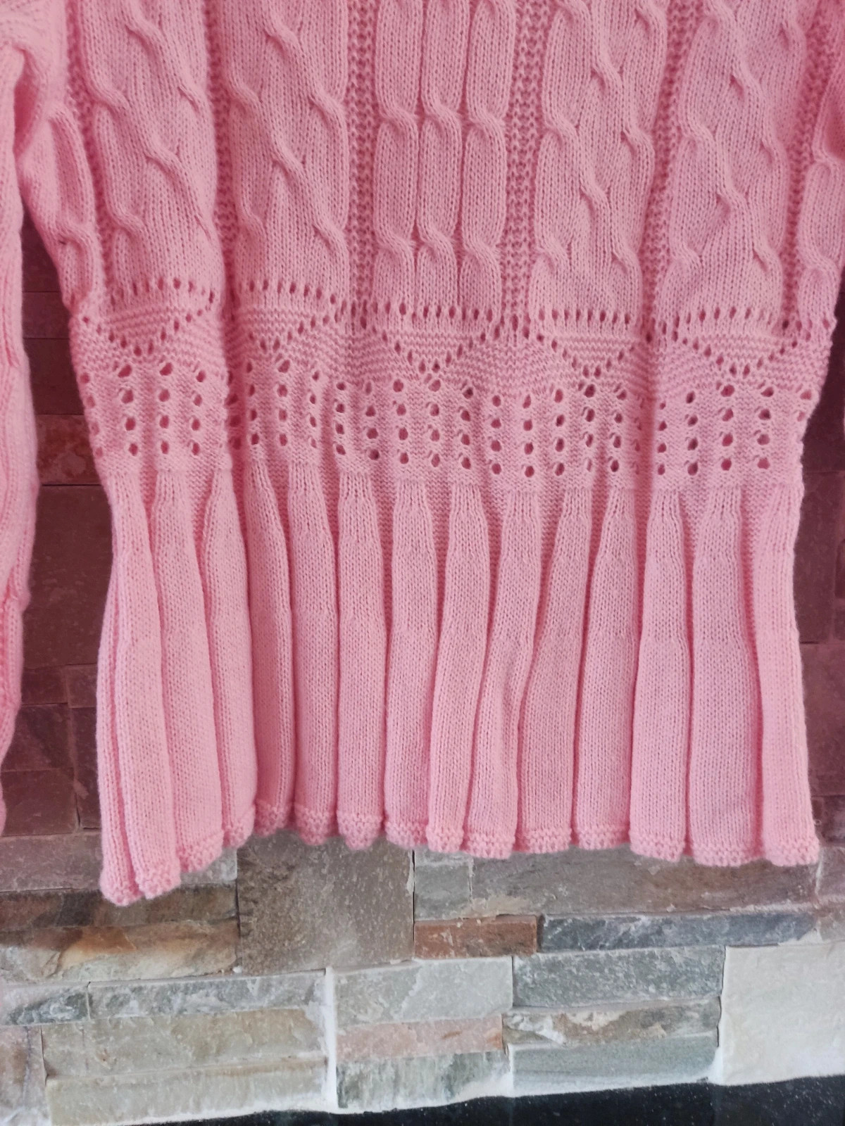 🎁Divino jersey de punto rosa con diferentes tipos de puntos – taille L / 40 / 12 4