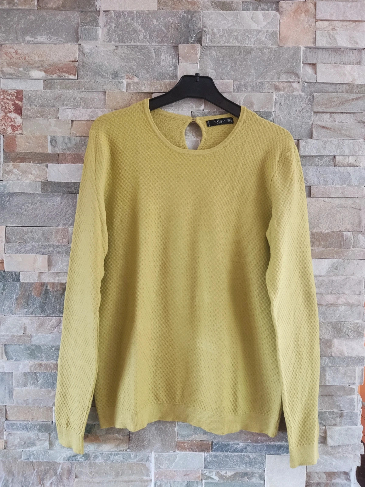 🎁 Jersey de punto verde claro con relieves, de Mango – Mango – taille L / 40 / 12