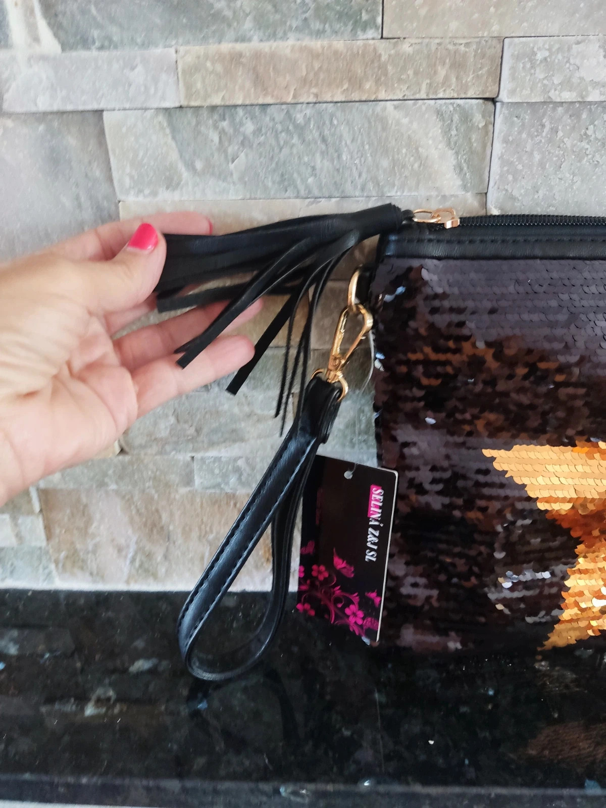 🎁Bolso con lentejuelas negras y doradas en forma de estrella – selina z&j 2