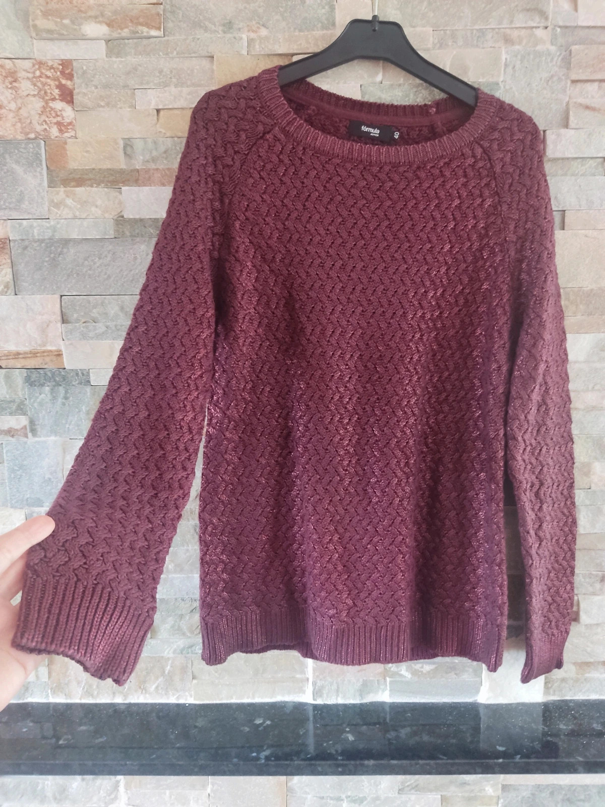 🎁 Jerseyde punto de algodón morado con brillos con punto cruzado – Fórmula Joven – taille L / 40 / 12 2