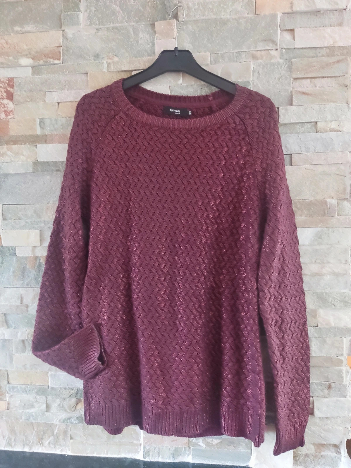 🎁 Jerseyde punto de algodón morado con brillos con punto cruzado – Fórmula Joven – taille L / 40 / 12