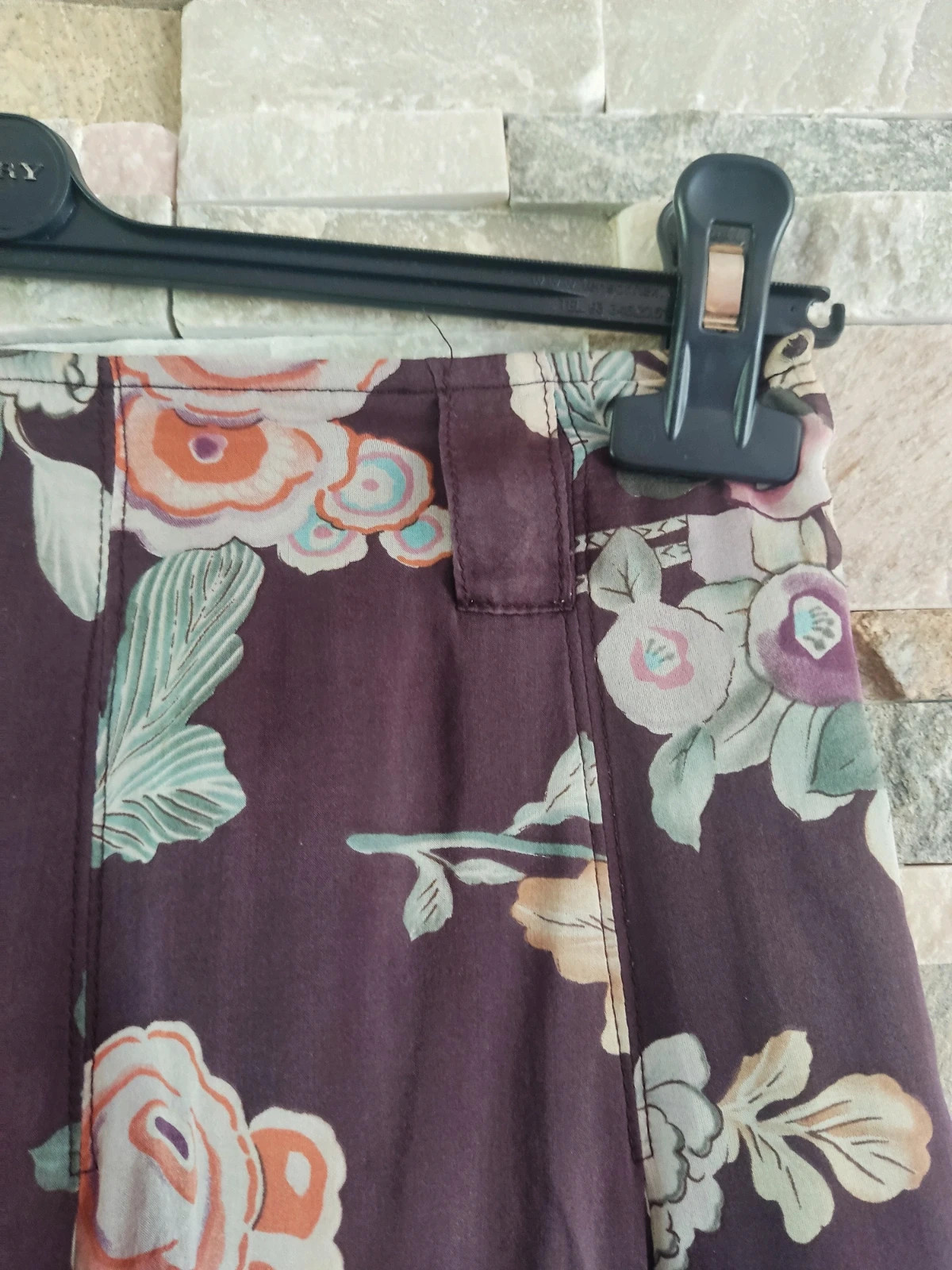 🎁Preciosa falda de seda marrón con estampado floral – Pauline B. – taille L / 40 / 12 4