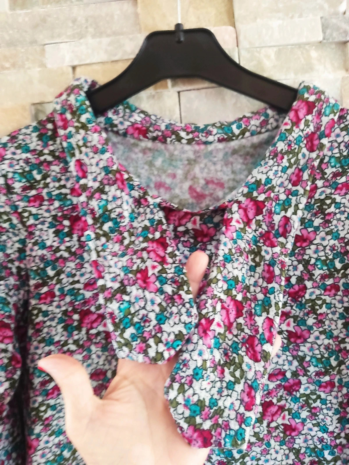 🎁 Jersey de algodón estampado floral con original cuello lazo – taille M / 38 / 10 5
