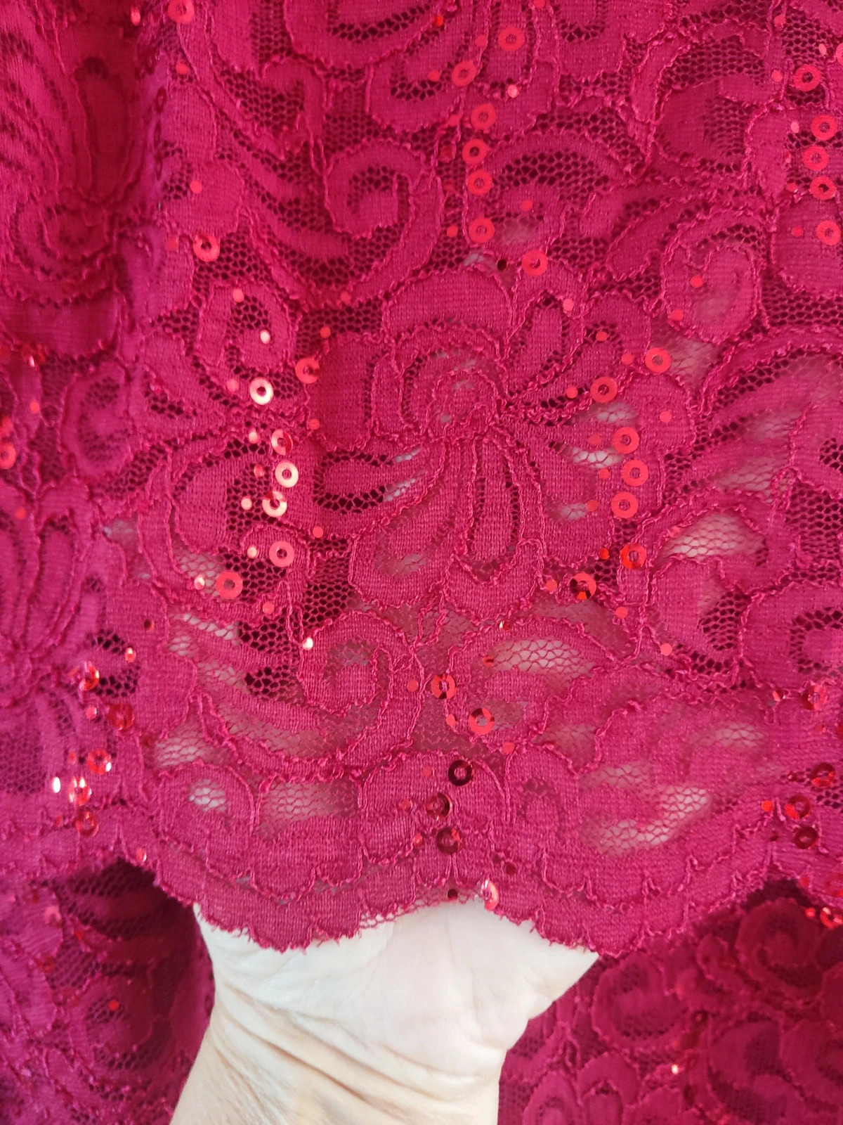 🎁 Original vestido de blonda roja con lentejuelas – Dresses Yessica – taille S / 36 / 8 4