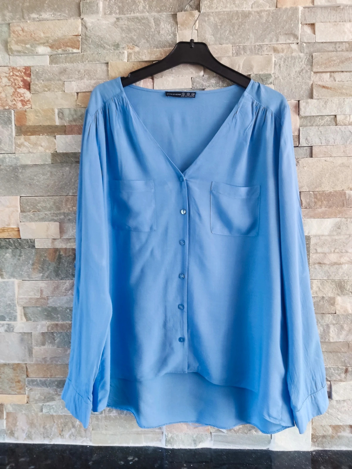 🎁Blusa azul con mangas regulables – Atmosphere – taille L / 40 / 12 2
