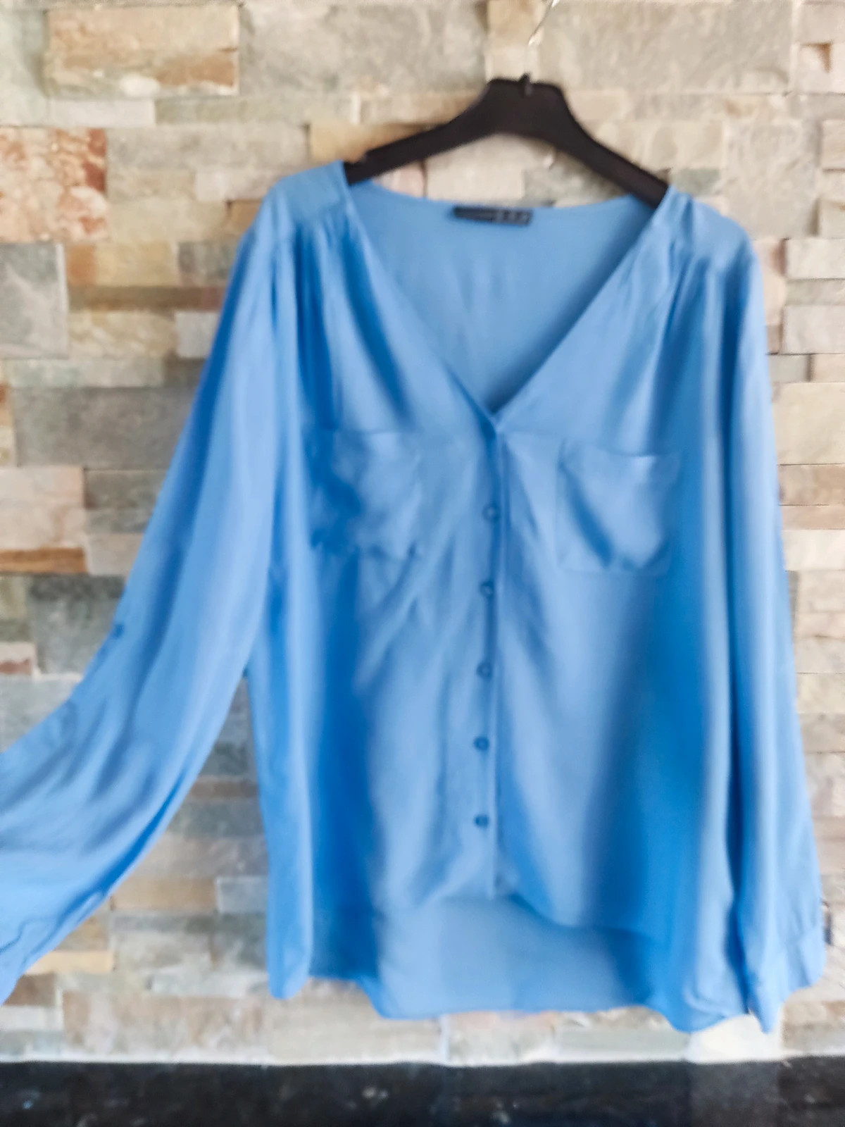 🎁Blusa azul con mangas regulables – Atmosphere – taille L / 40 / 12 3