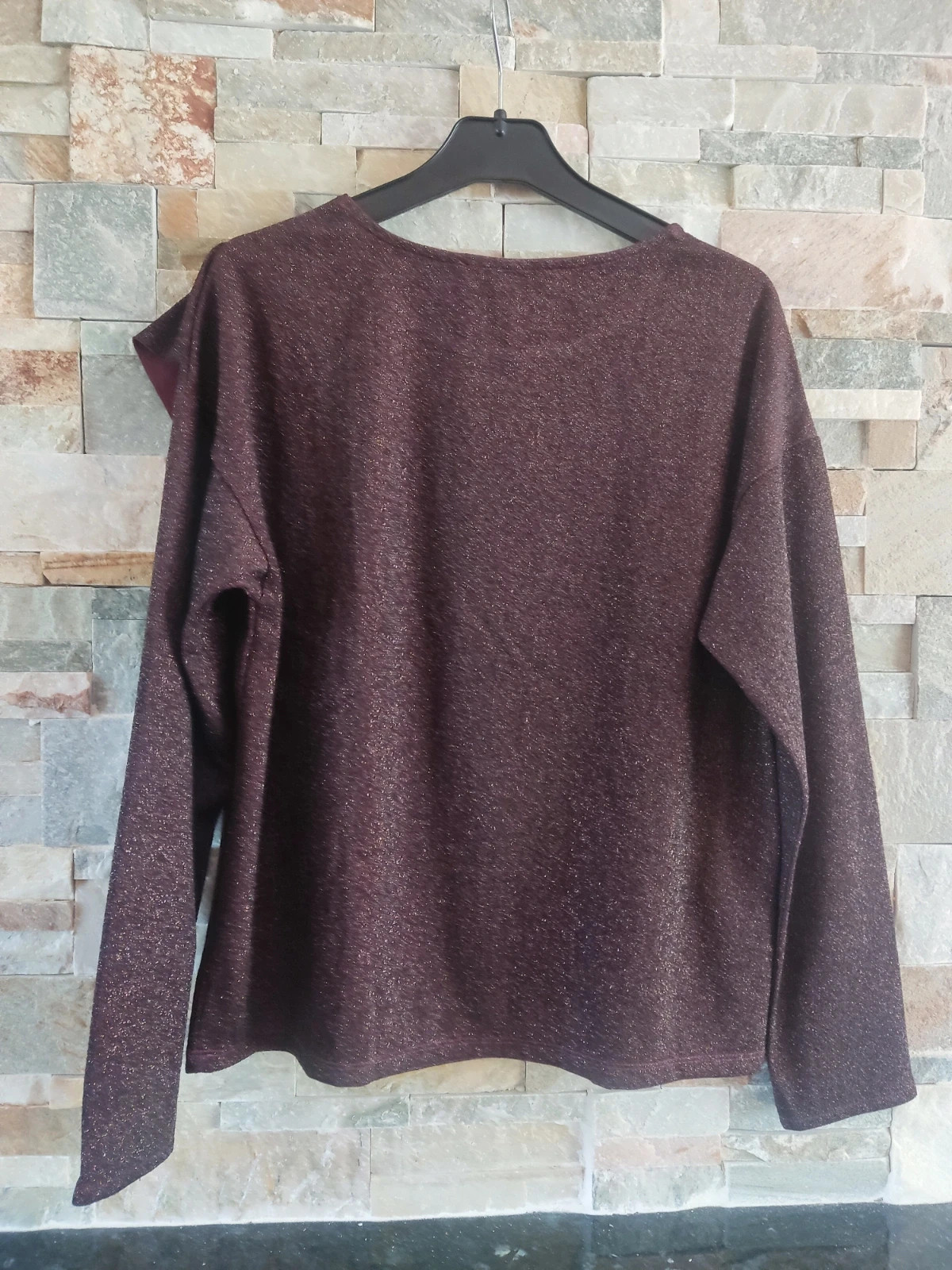 🎁 Jersey fino de lurex tonos morado con brillos – Promod – taille XL / 42 / 14 5