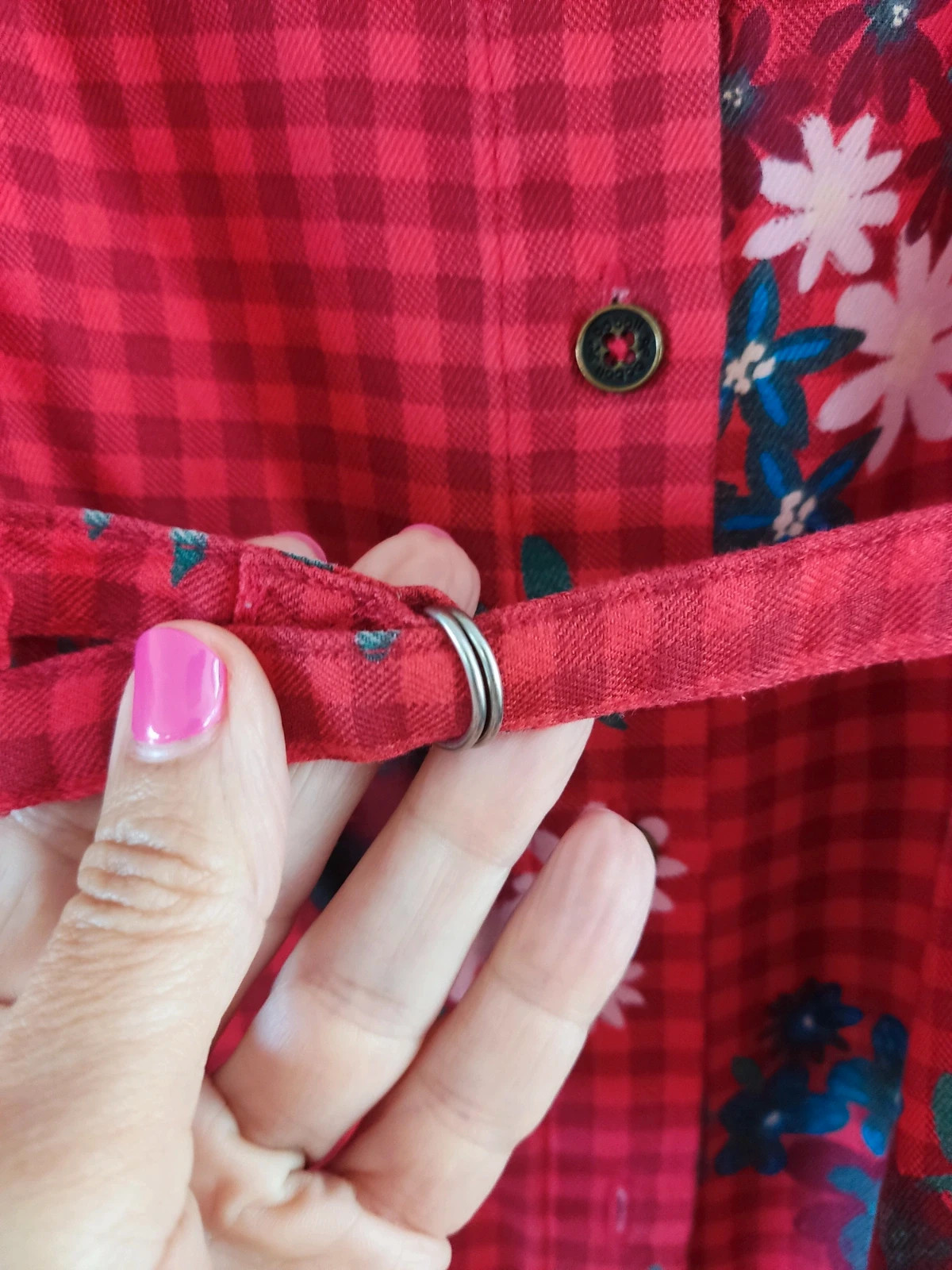 🎁Camisa niña 10 años con cuadritos rojos y estampado floral, de Boboli – Bóboli – taille 10 ans / 140 cm 2