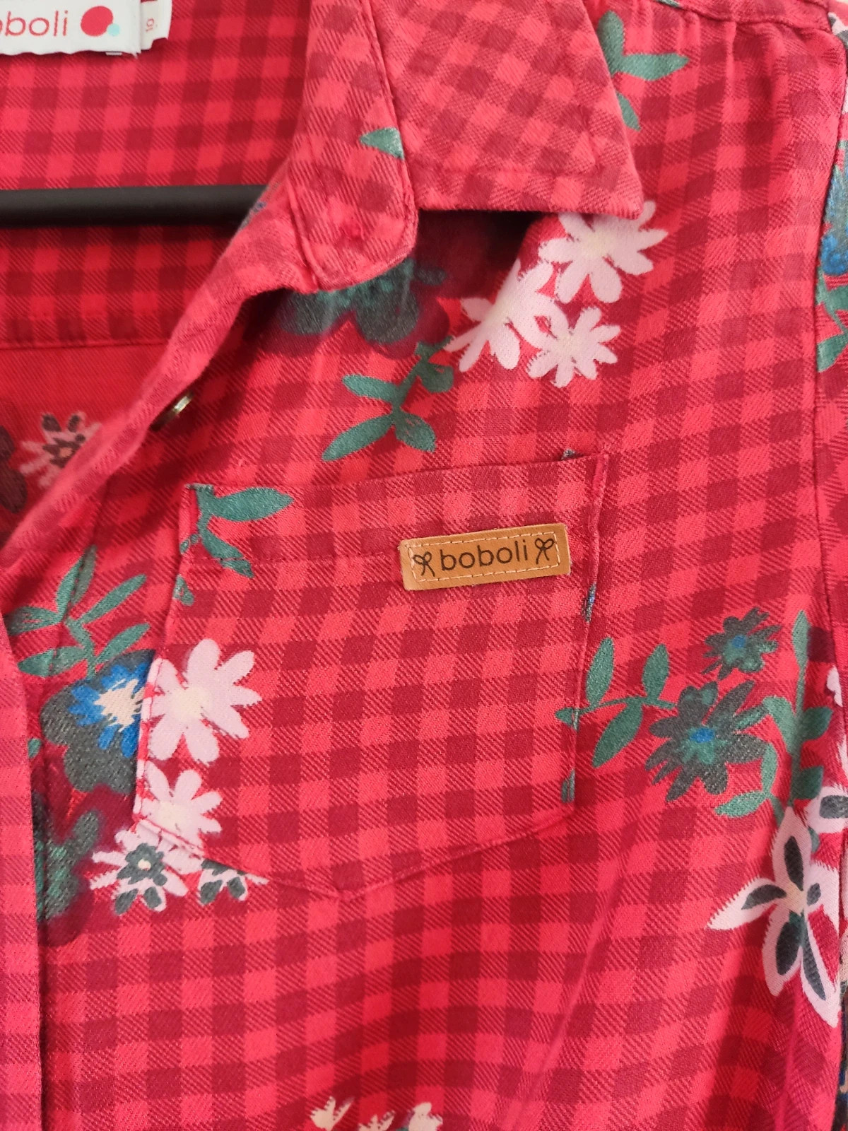 🎁Camisa niña 10 años con cuadritos rojos y estampado floral, de Boboli – Bóboli – taille 10 ans / 140 cm 4