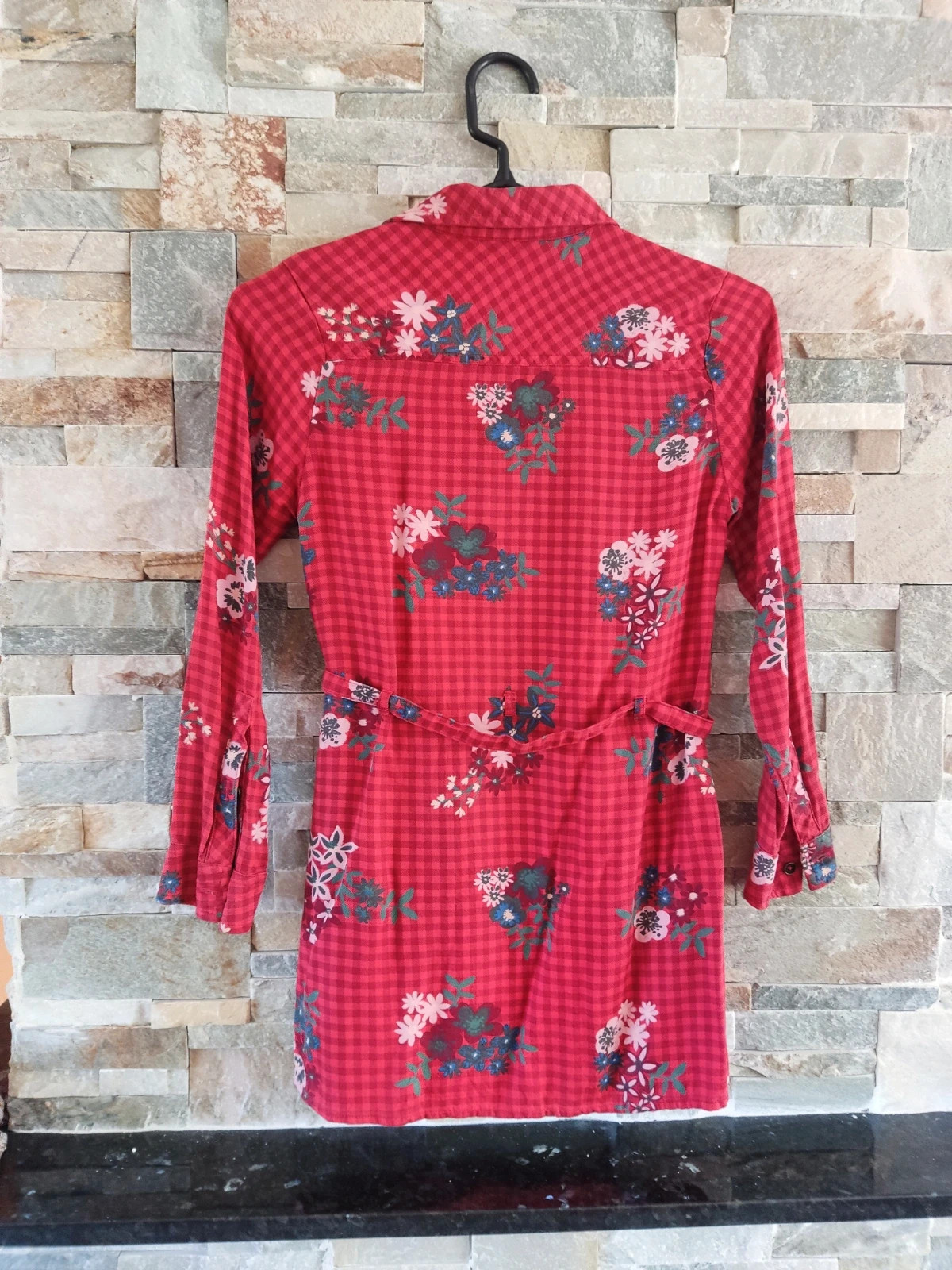 🎁Camisa niña 10 años con cuadritos rojos y estampado floral, de Boboli – Bóboli – taille 10 ans / 140 cm 5