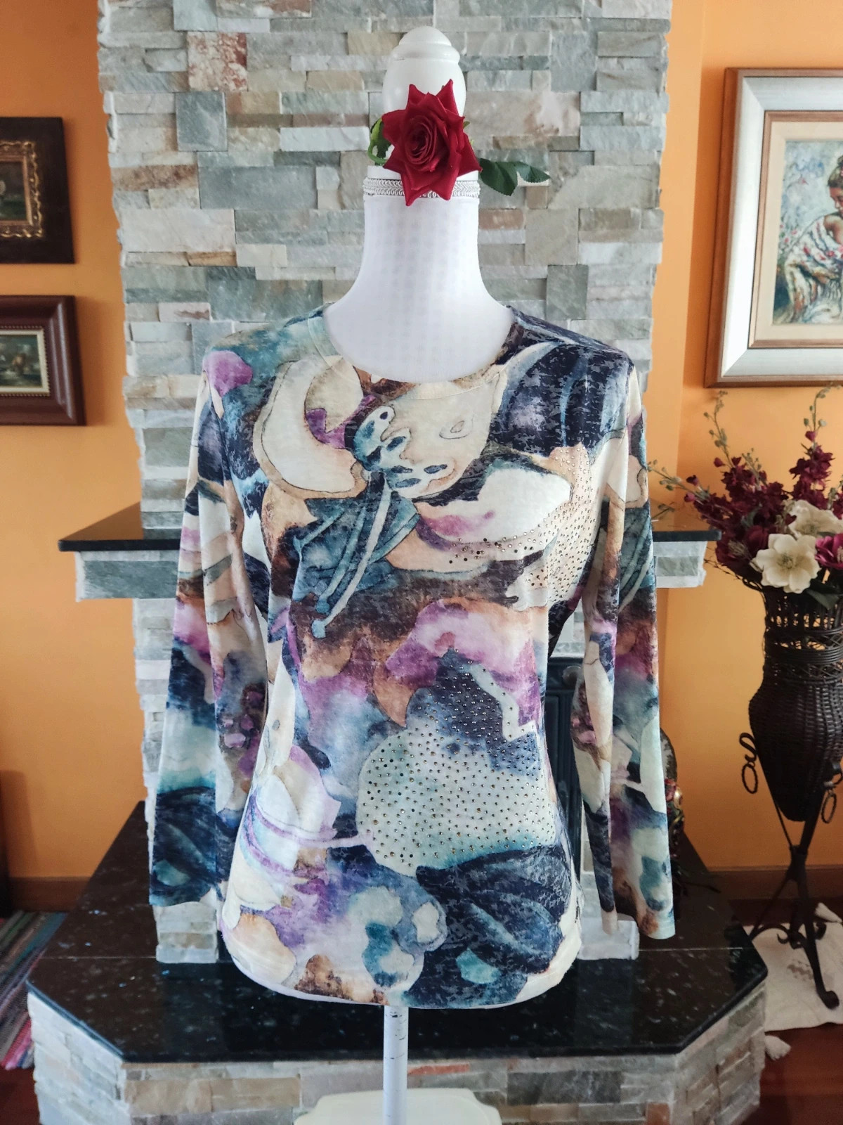 🎁 Camiseta estampada con brillantitos – mem – taille XL / 42 / 14