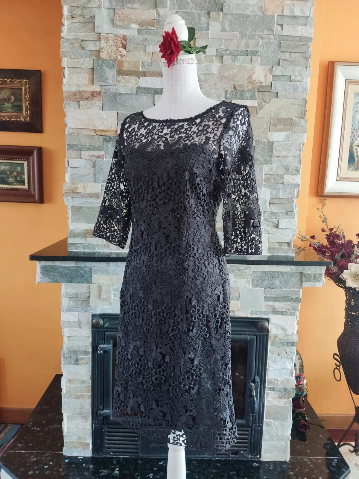 🔥 Elegante vestido de crochet fino gris, de Steps everyday chic – Steps Everyday Chic – taille L / 40 / 12 2