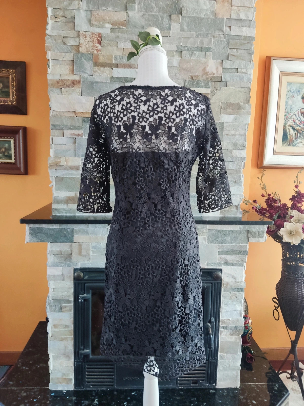🔥 Elegante vestido de crochet fino gris, de Steps everyday chic – Steps Everyday Chic – taille L / 40 / 12 5