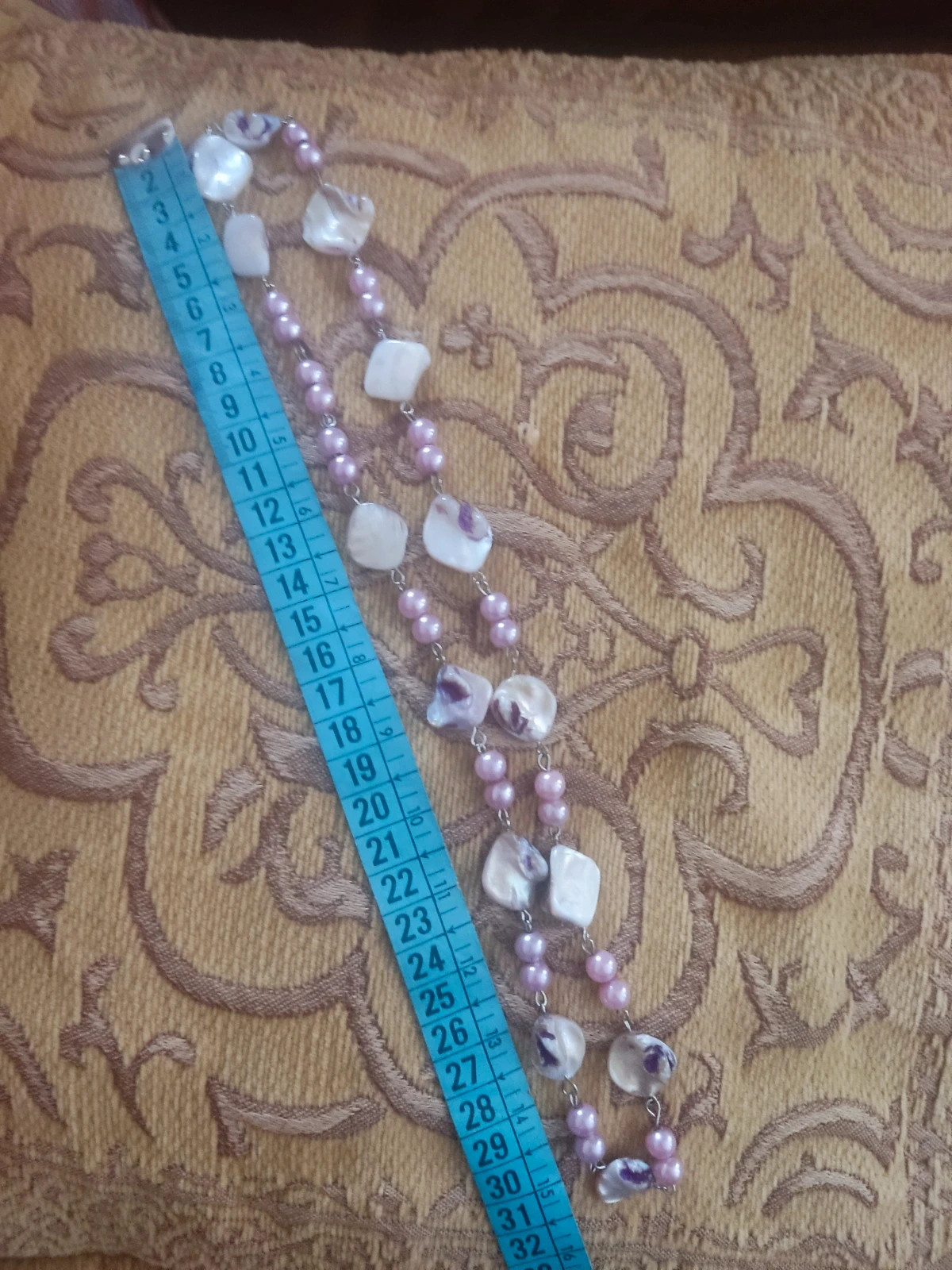 🔥Collar corto con conchas símil nacar y perlitas rosa 4