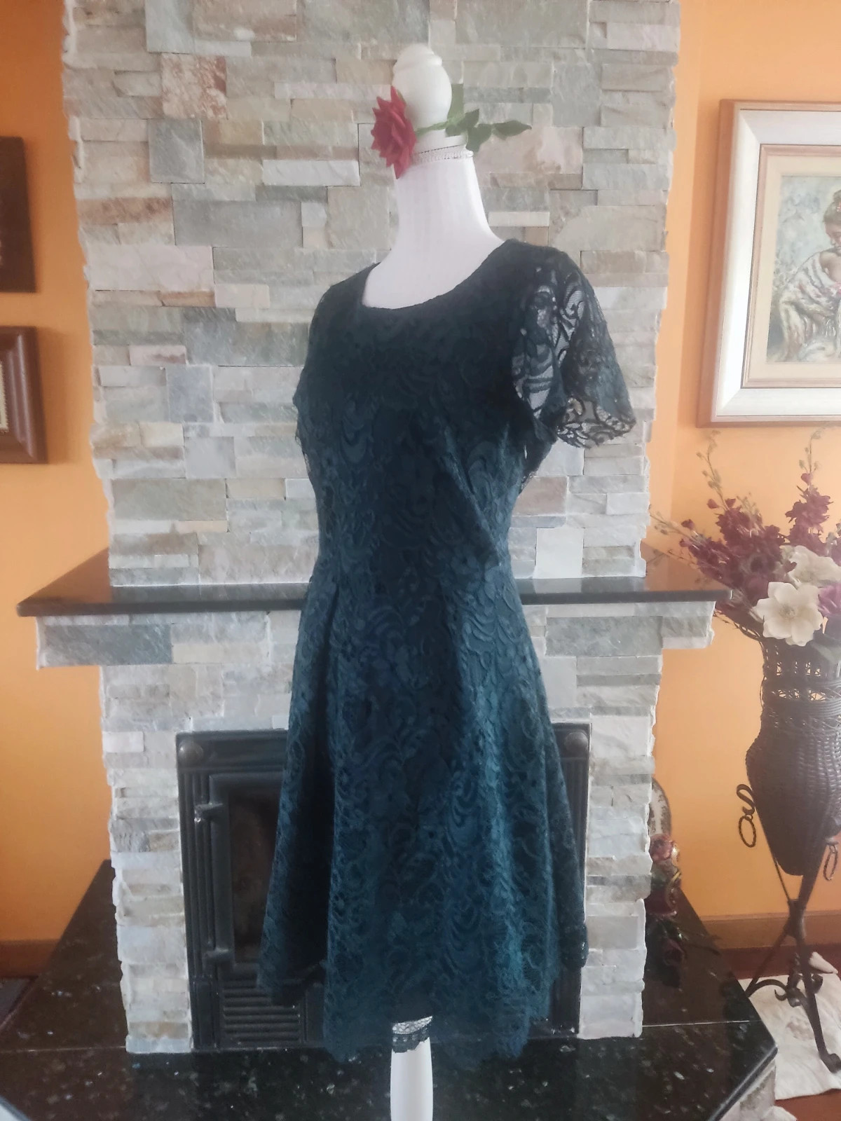 🔥 Elegante vestido de blonda azul marino con vuelo, de Mariella Rosati – MARIELLA ROSATI – taille XXL / 44 / 16 3