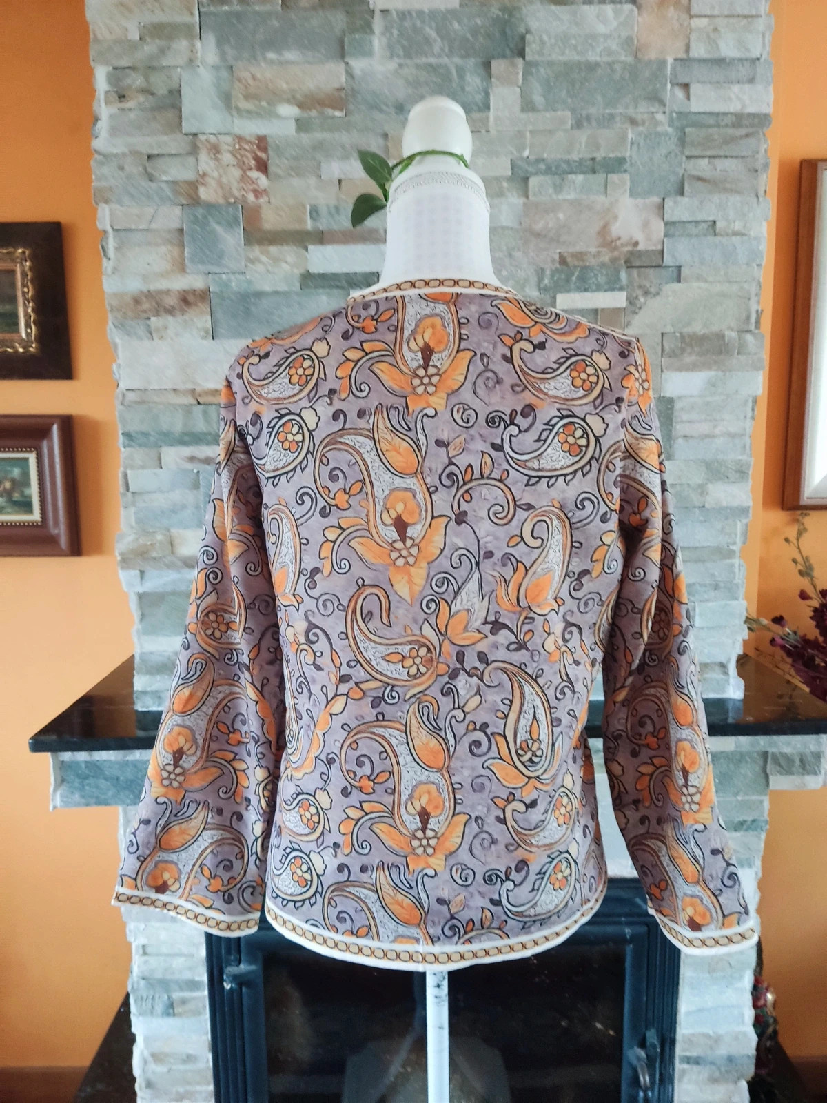 🔥 Blazer fina estampado tonos tierra – taille XL / 42 / 14 4