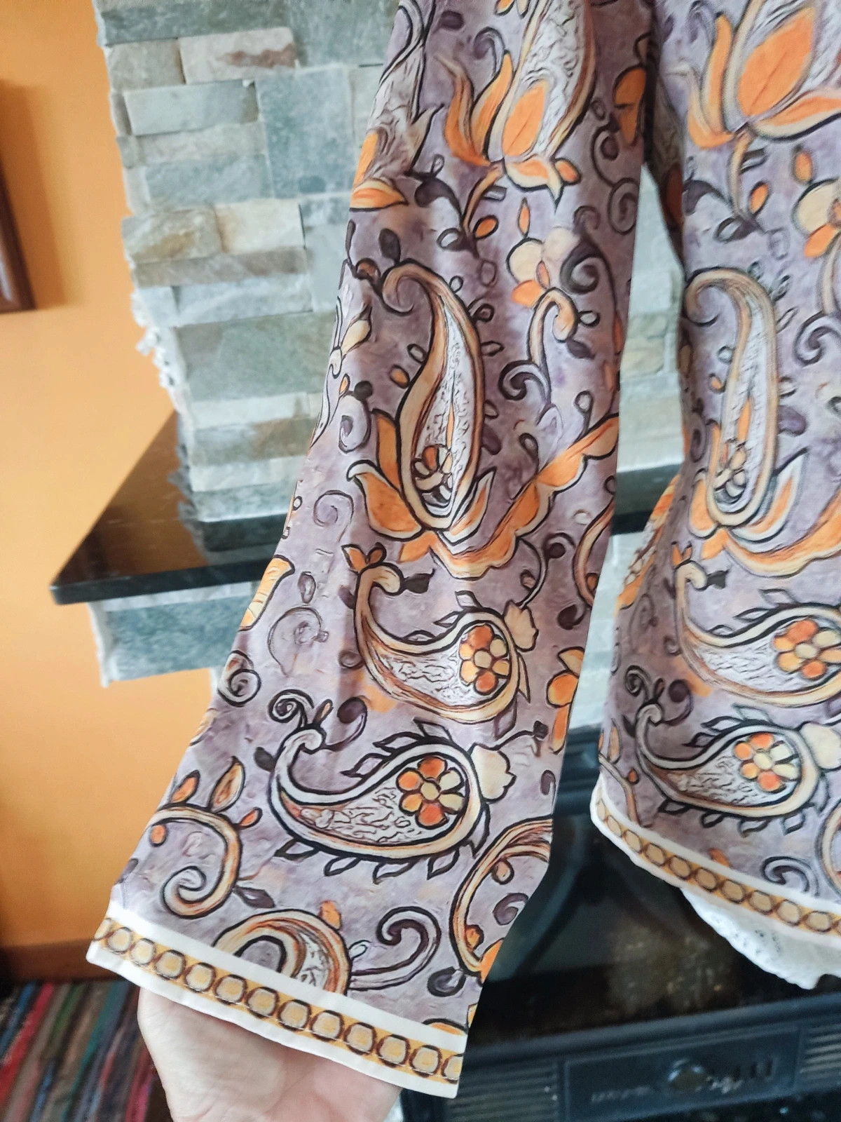 🔥 Blazer fina estampado tonos tierra – taille XL / 42 / 14 3