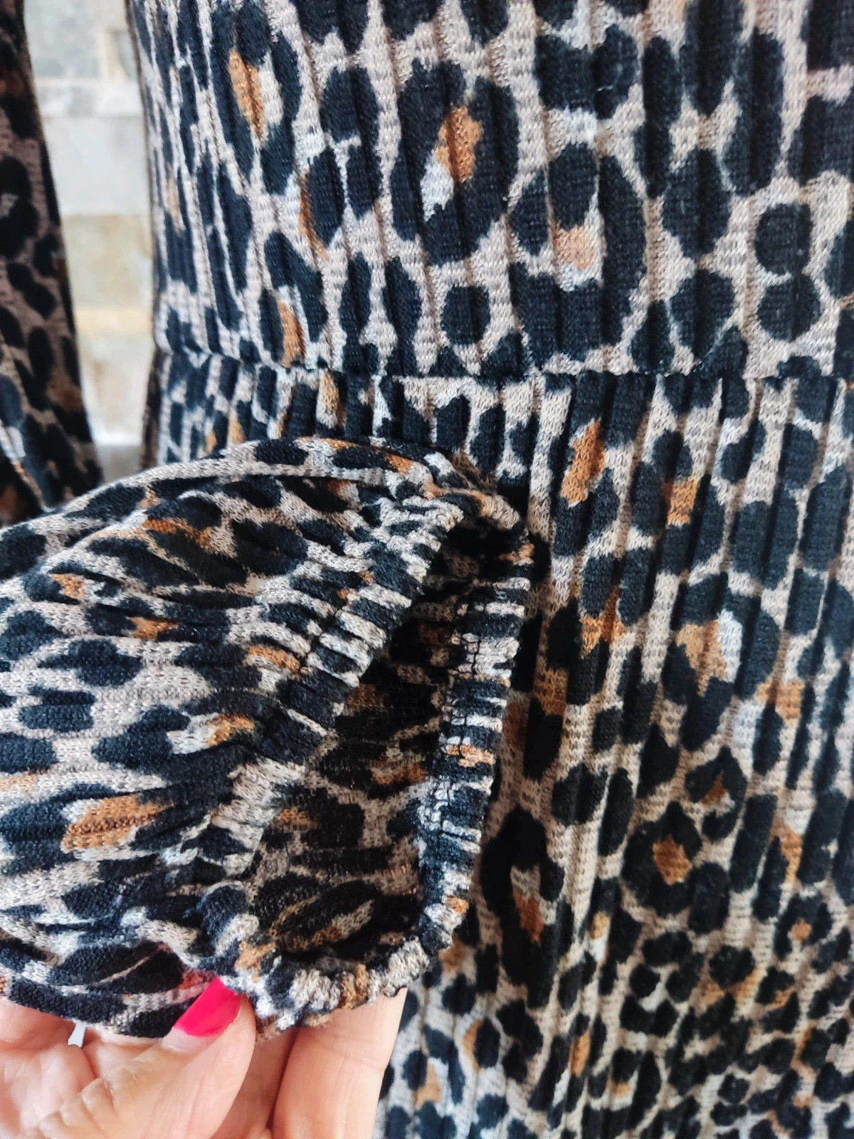 🔥Ideal mini vestido de punto estampado animal print – Vintage – taille L / 40 / 12 4