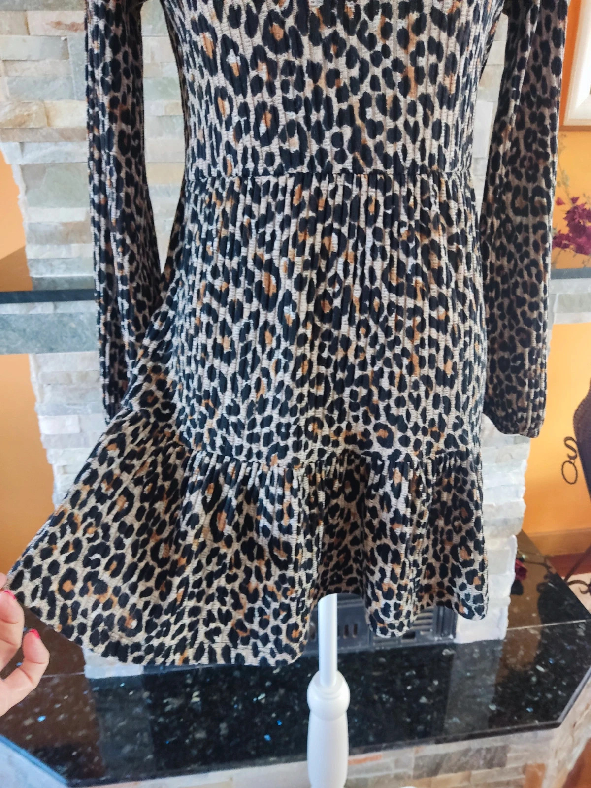 🔥Ideal mini vestido de punto estampado animal print – Vintage – taille L / 40 / 12 5