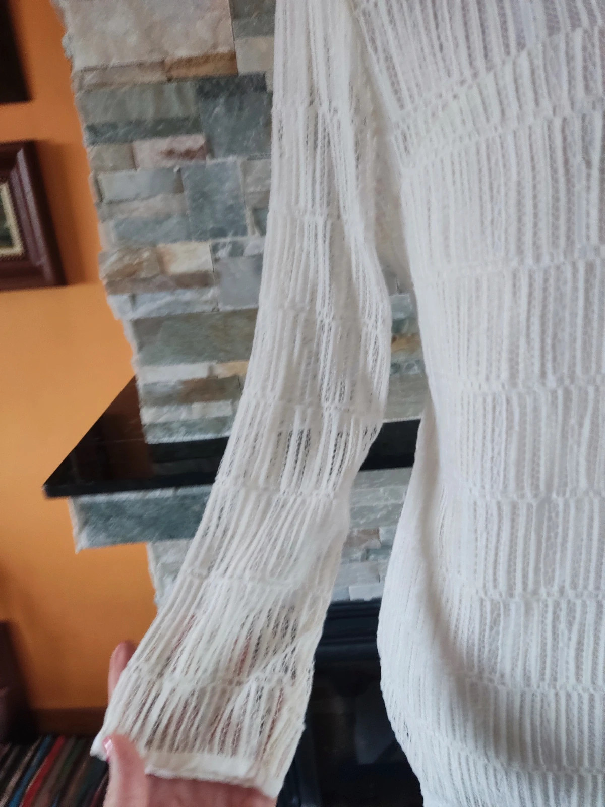 🔥Blusa blanca de ganchillo con calados – taille XL / 42 / 14 3