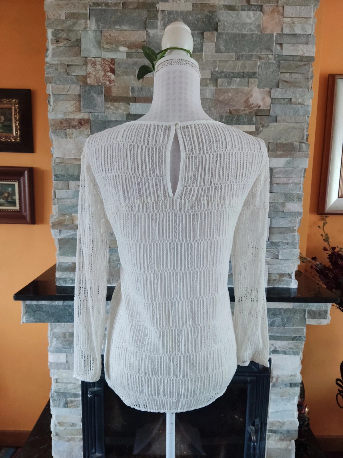 🔥Blusa blanca de ganchillo con calados – taille XL / 42 / 14 5