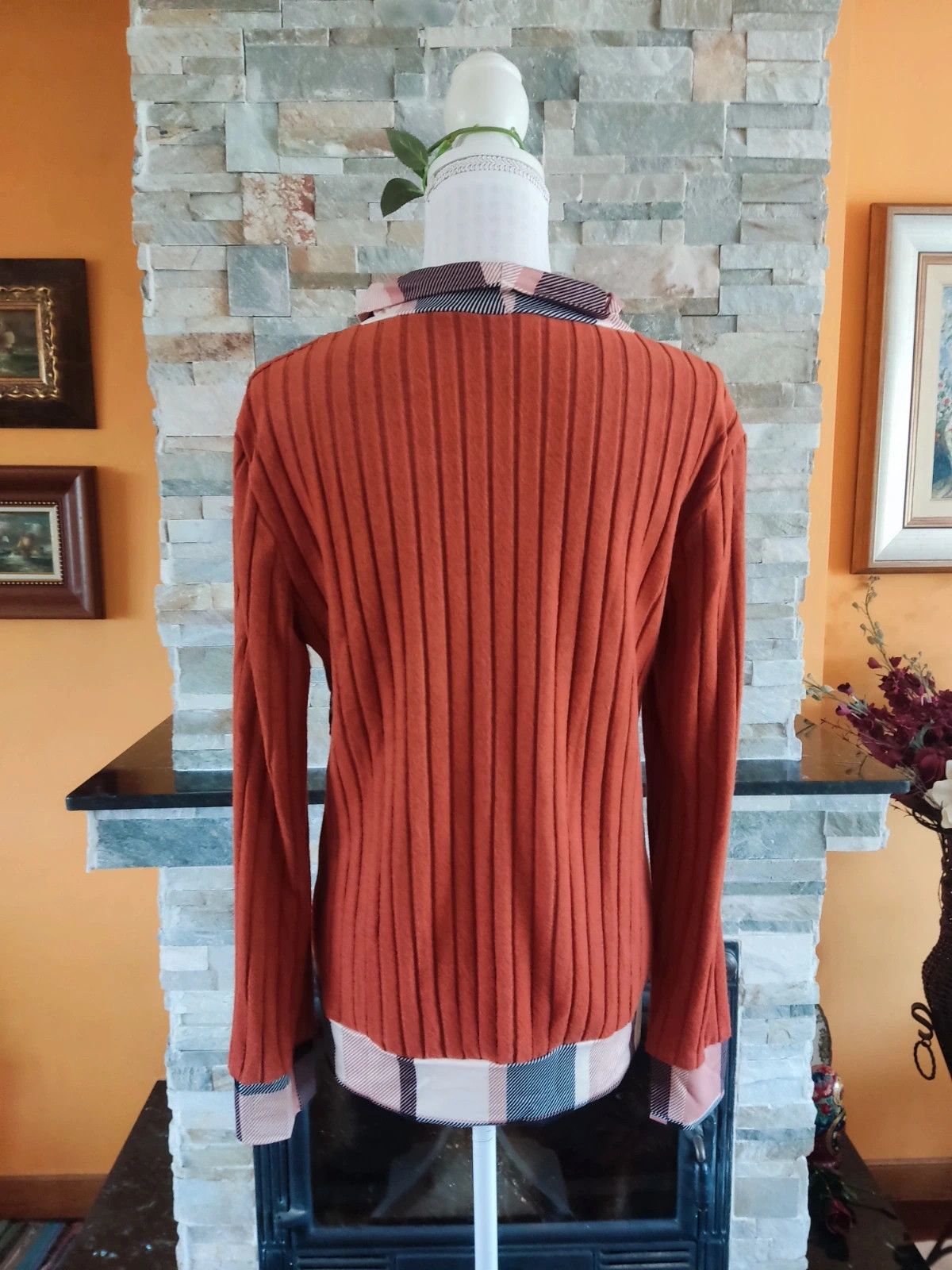 🔥 Camiseta tono caldera con puños y cuello a contraste – taille XL / 42 / 14 5