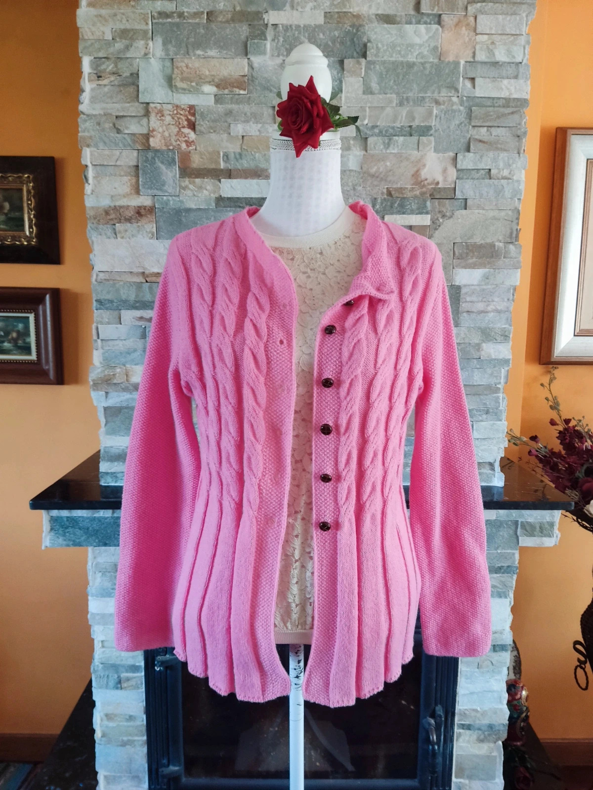 🔥Bonita chaqueta de punto rosa entallada – taille M / 38 / 10 2