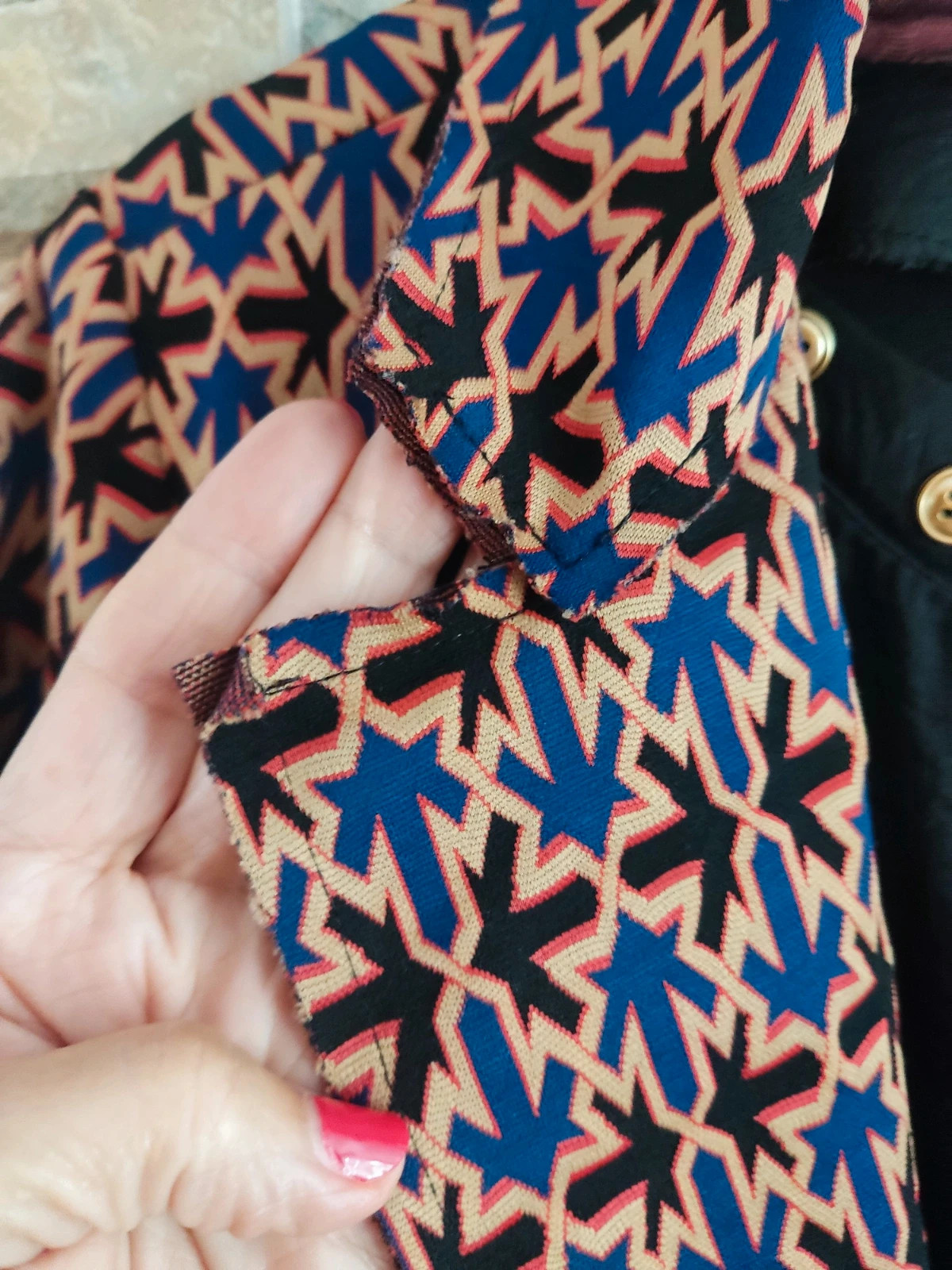🔥Blazer de punto con original estampado multicolor, talla L – Basil – taille L / 40 / 12 3