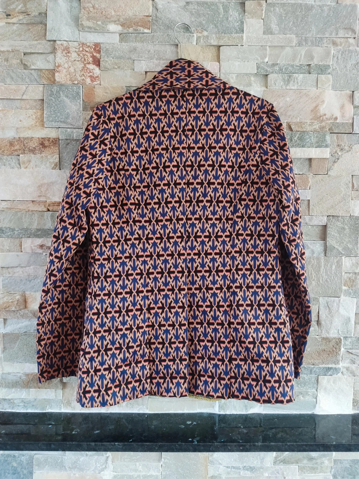 🔥Blazer de punto con original estampado multicolor, talla L – Basil – taille L / 40 / 12 5