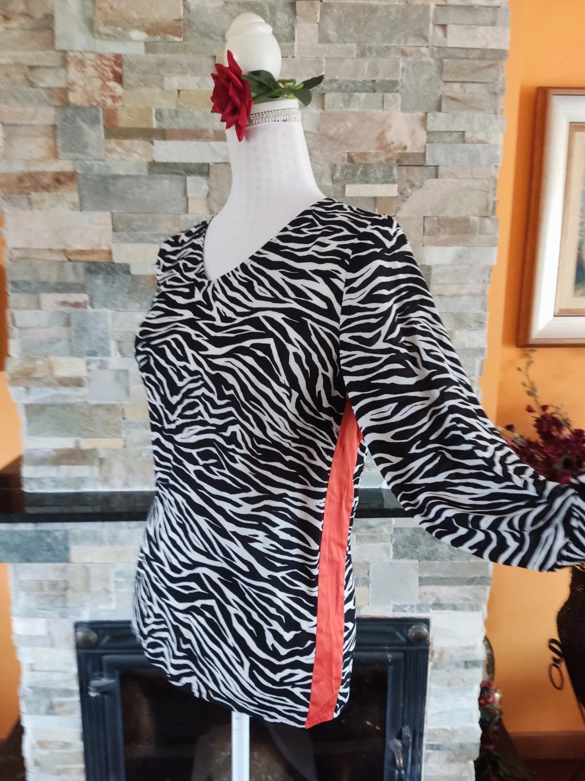 🔥Blusa estampado cebra con laterales rojos – Rick Cardona – taille XL / 42 / 14 3