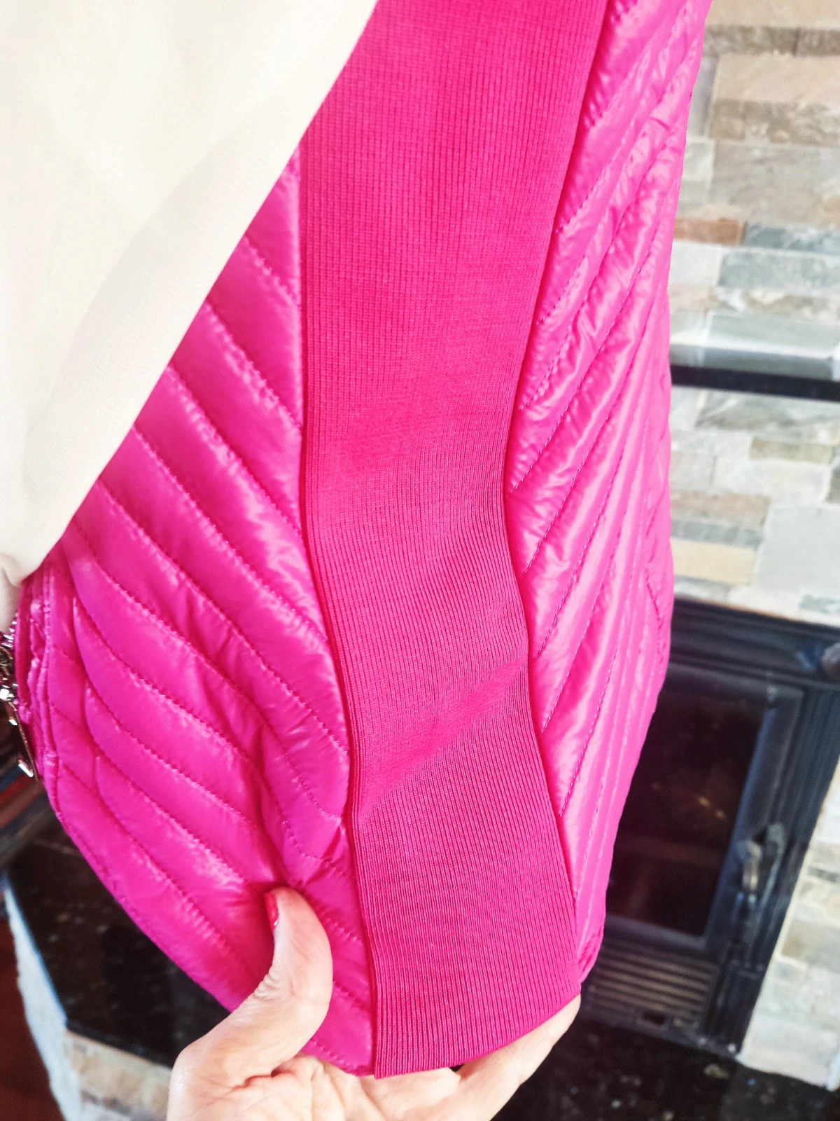 🔥 Chaleco reversible fucsia y estampado floral – Wen Ni – taille XL / 42 / 14 5