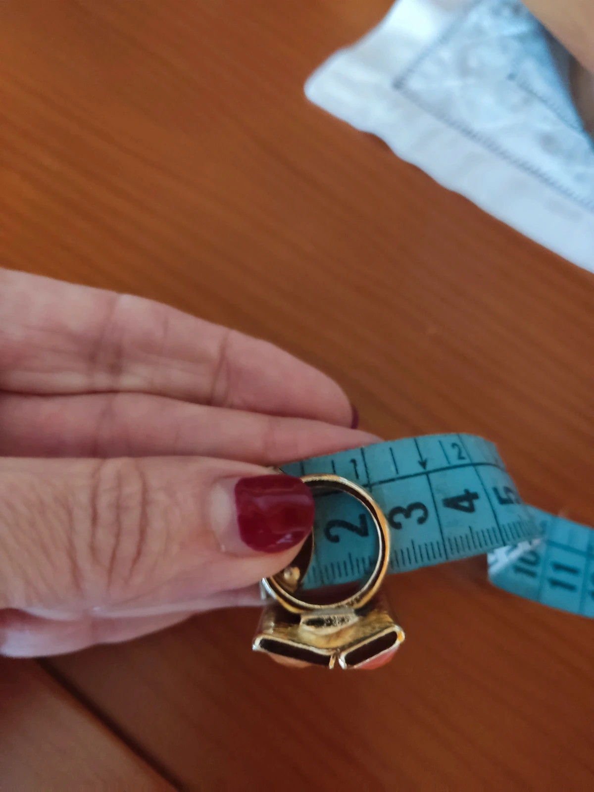 🔥 Bonito Anillo dorado con dos piezas rectangulares tonos naranjas – taille 19,8 mm 5