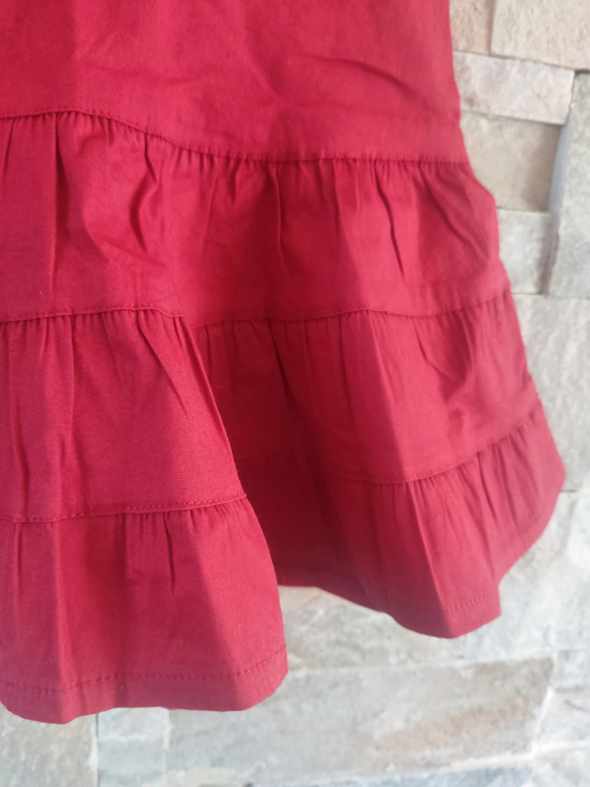 🔥Bonita Minifalda de algodón granate con volante en el bajo – Pronomio – taille M / 38 / 10 4