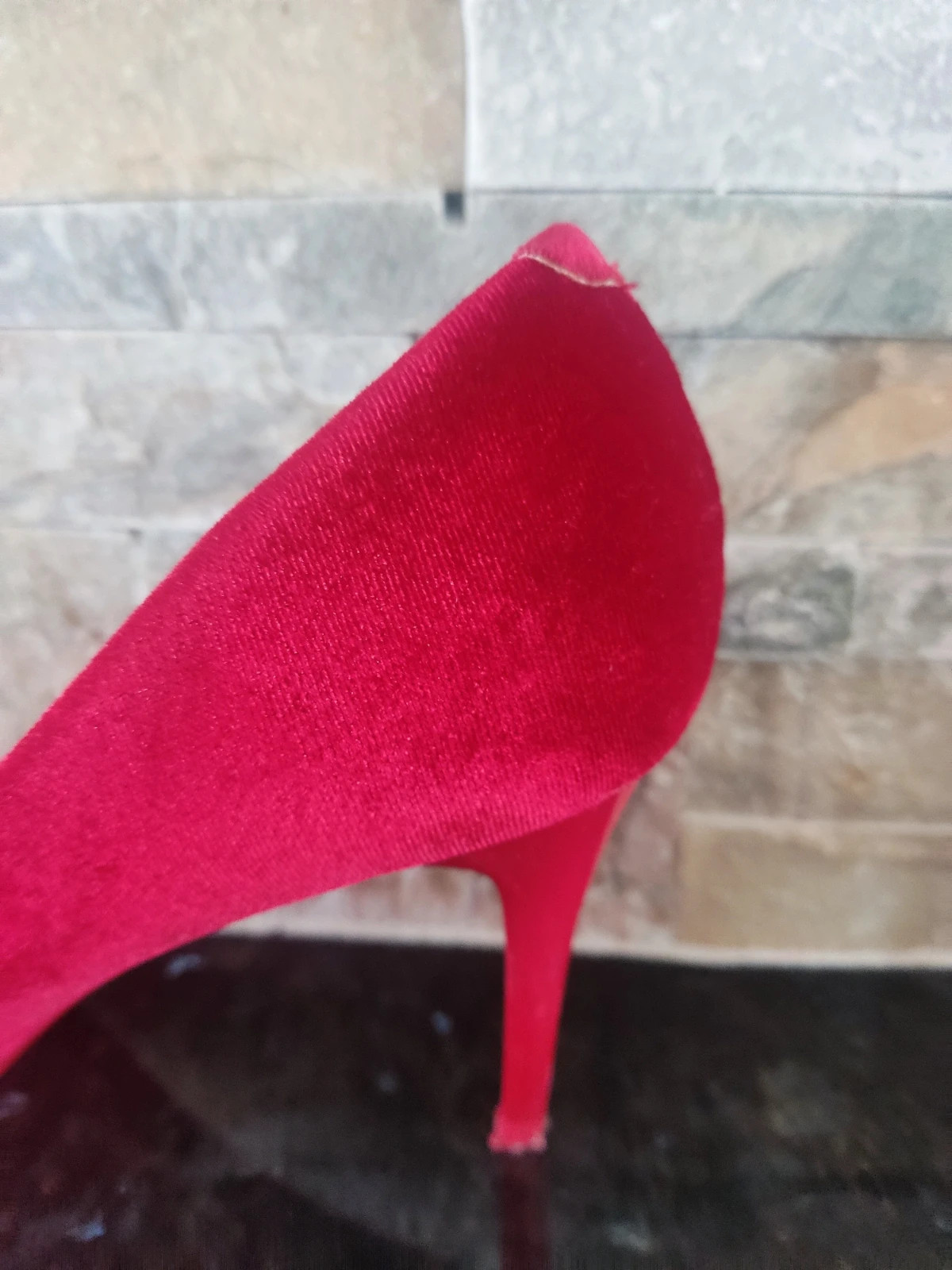 🔥Bonitos zapatos de tacón de terciopelo rojo – Top Queens – taille 38 4