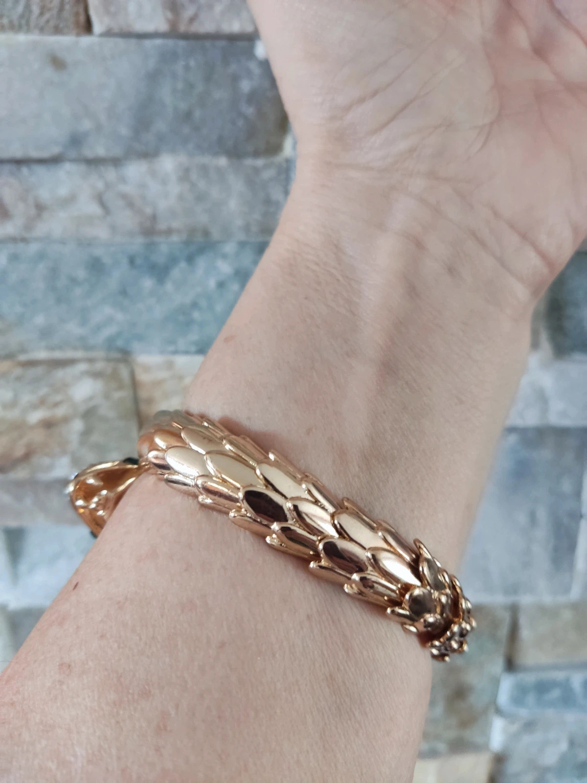 🔥Bonita Pulsera en forma de serpiente con brillantes y ojos verdes en cabeza 3