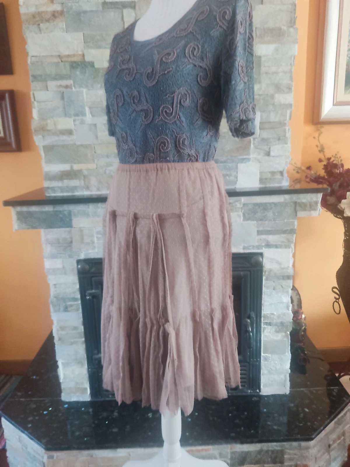 🔥Falda de gasa plumetí rosa nude de algodón y seda, de Bimba y Lola – Bimba Y Lola – taille M / 38 / 10 4