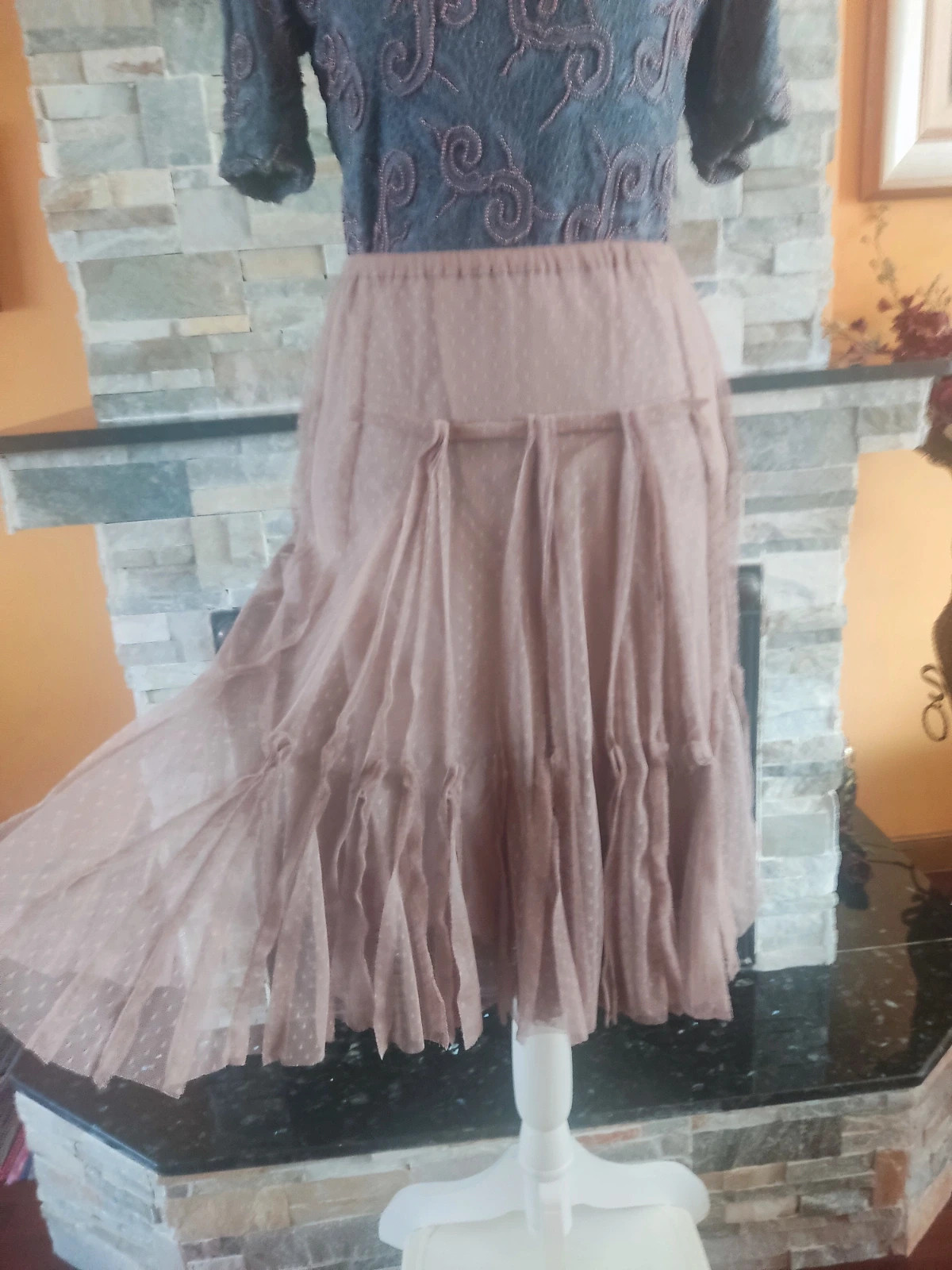 🔥Falda de gasa plumetí rosa nude de algodón y seda, de Bimba y Lola – Bimba Y Lola – taille M / 38 / 10 3