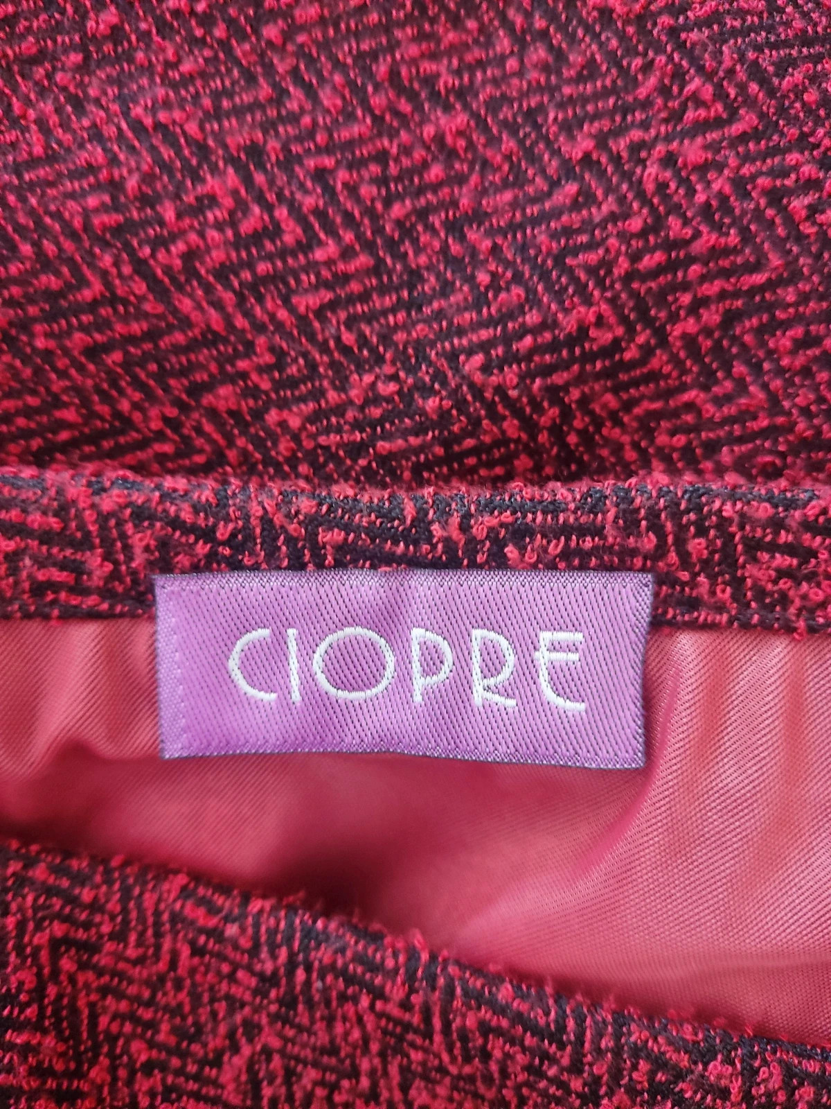 🔥Falda roja con jaspeado negro – Ciopre – taille L / 40 / 12 4