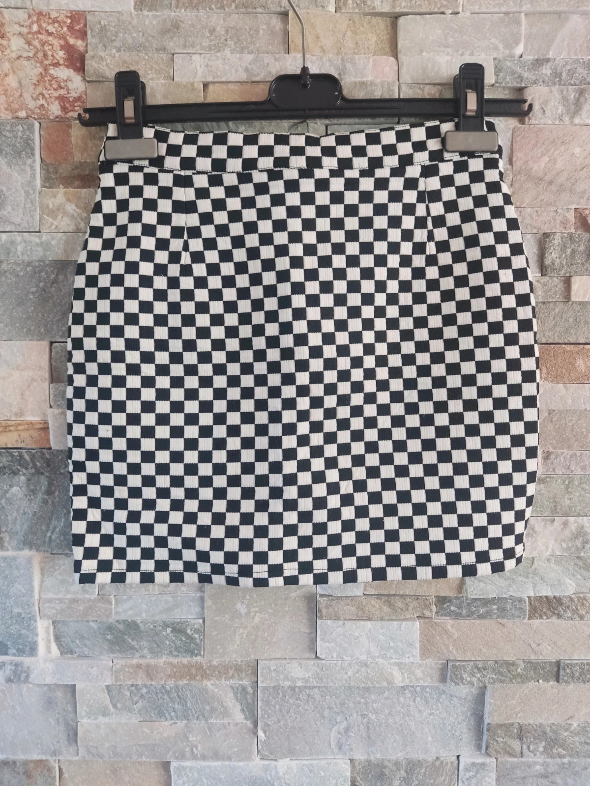 🔥Minifalda de cuadritos negros y blancos tipo ajedrez, 48% de algodón – Tark – taille S / 36 / 8 4