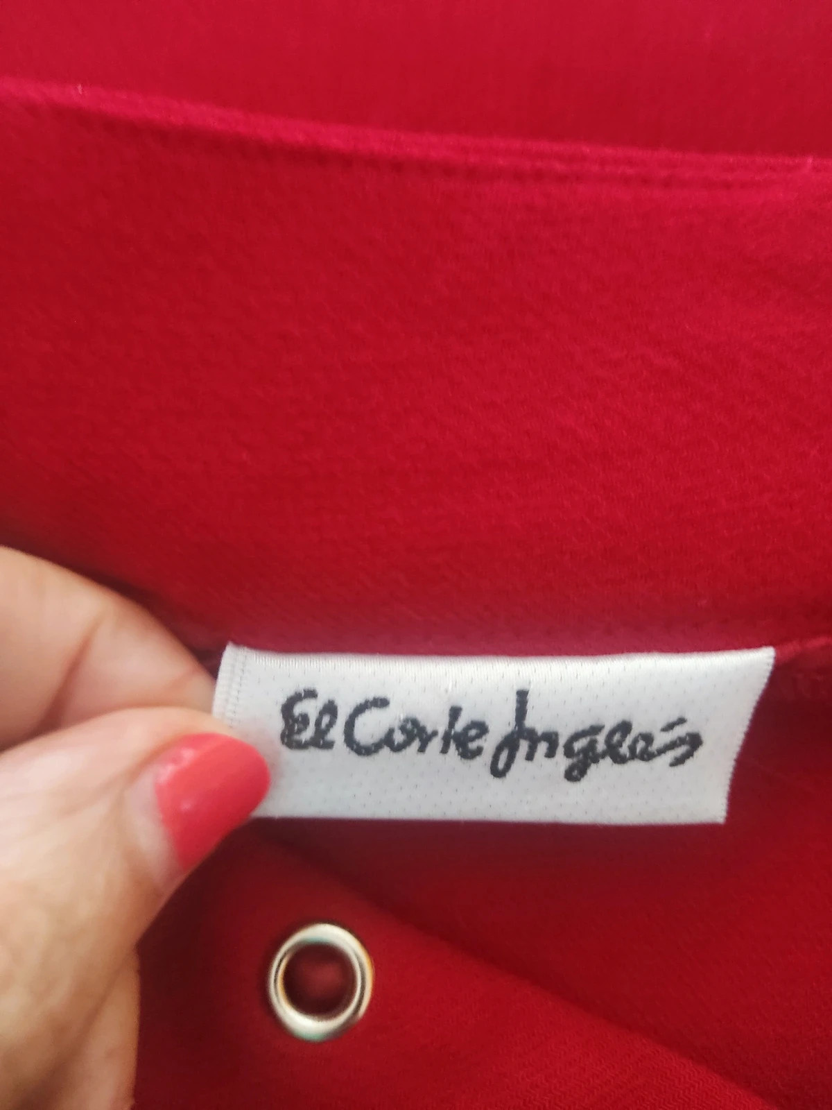 🔥 Elegante falda roja con aros metálicos en cintura – El Corte Inglés – taille XL / 42 / 14 4