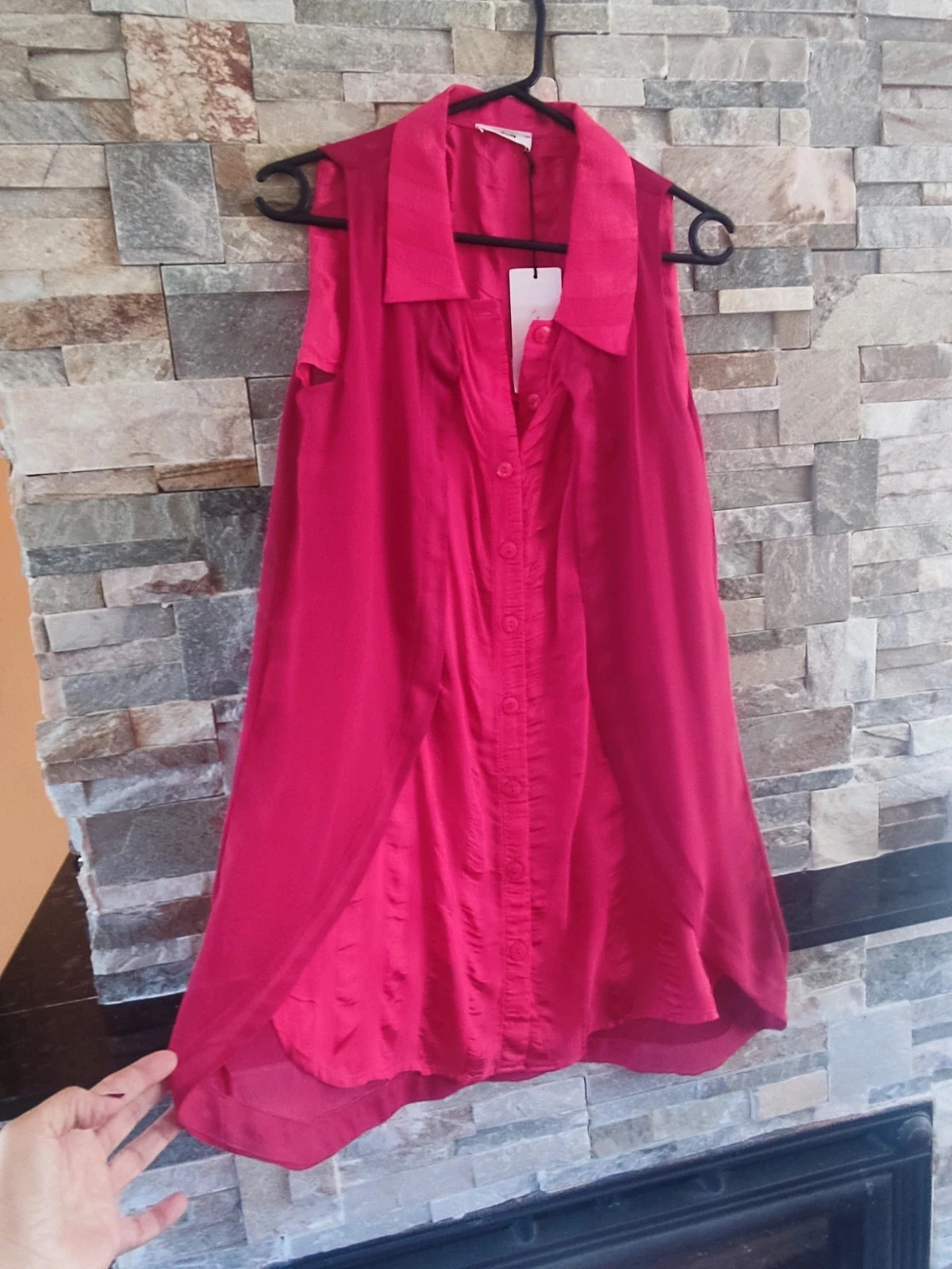 🔥Preciosa camisa con cuello camisero efecto doble color fucsia, de Who – Who – taille L / 40 / 12 3