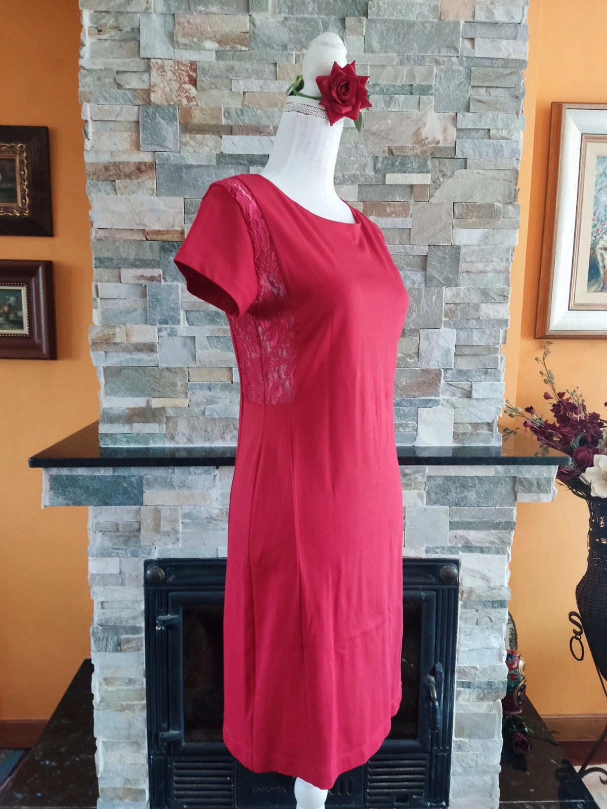 🔥Bonito vestido rojo con blonda en laterales, de Ferrache – Ferrache – taille M / 38 / 10 2