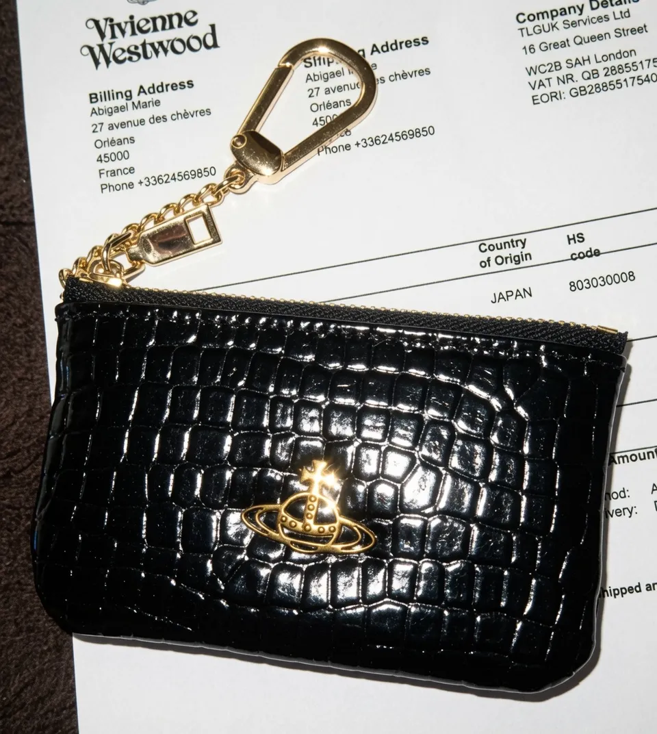 Portefeuille croco noir avec chaîne 3